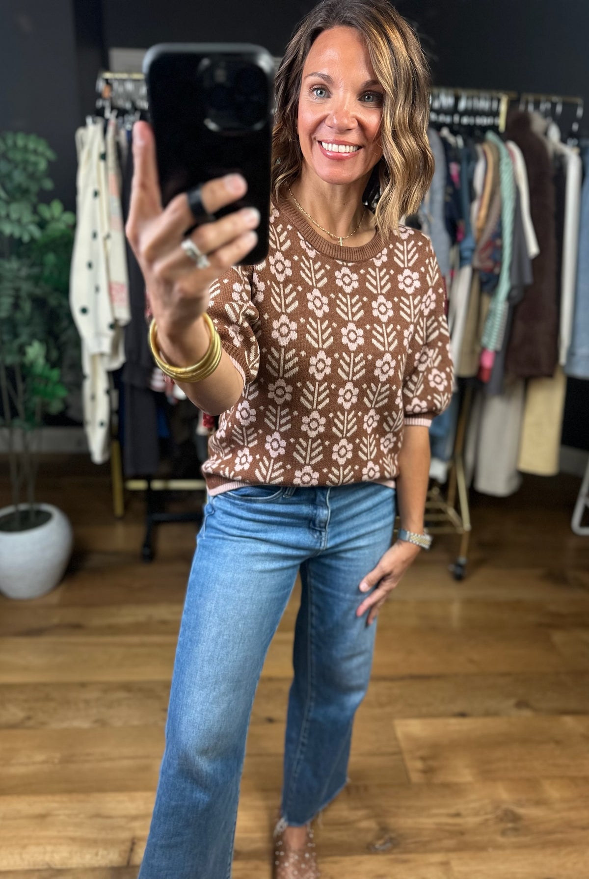 Remember Me Patterned Knit Top-Sweaters-She & Sky-Anna Kaytes Boutique, Women's Fashion Boutique in Grinnell, Iowa