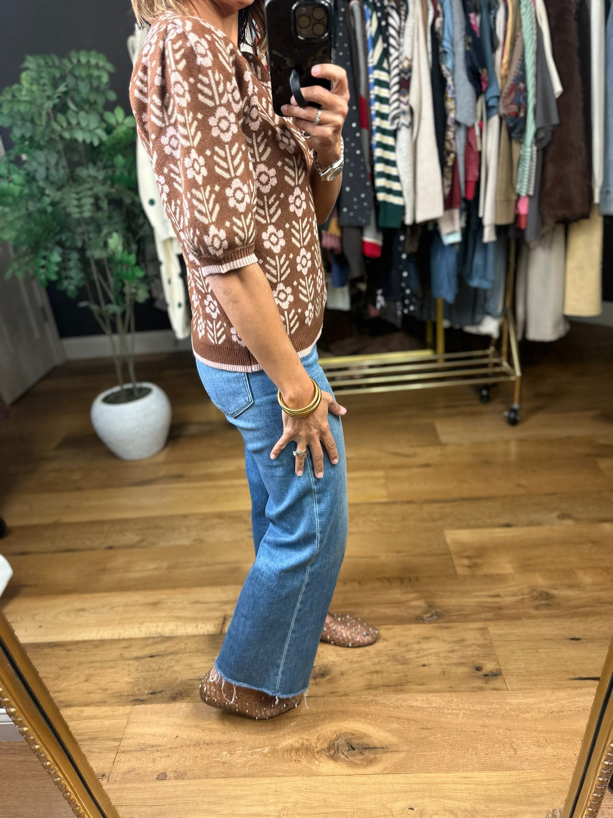 Remember Me Patterned Knit Top-Sweaters-She & Sky-Anna Kaytes Boutique, Women's Fashion Boutique in Grinnell, Iowa