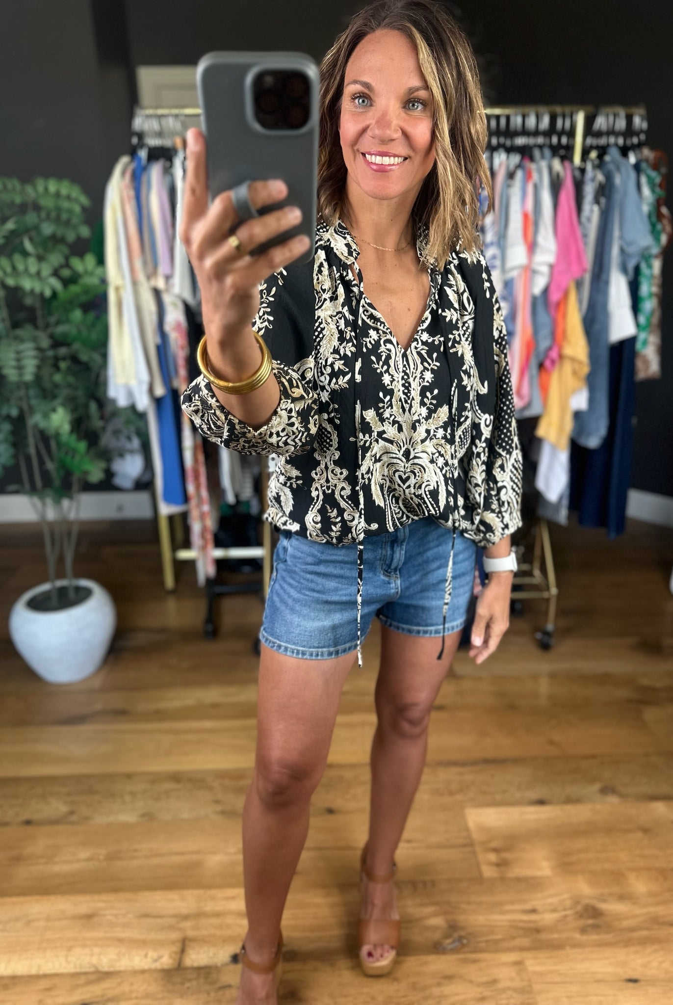 Closer To Love Patterned Top-Short Sleeves-Umgee-Anna Kaytes Boutique, Women's Fashion Boutique in Grinnell, Iowa