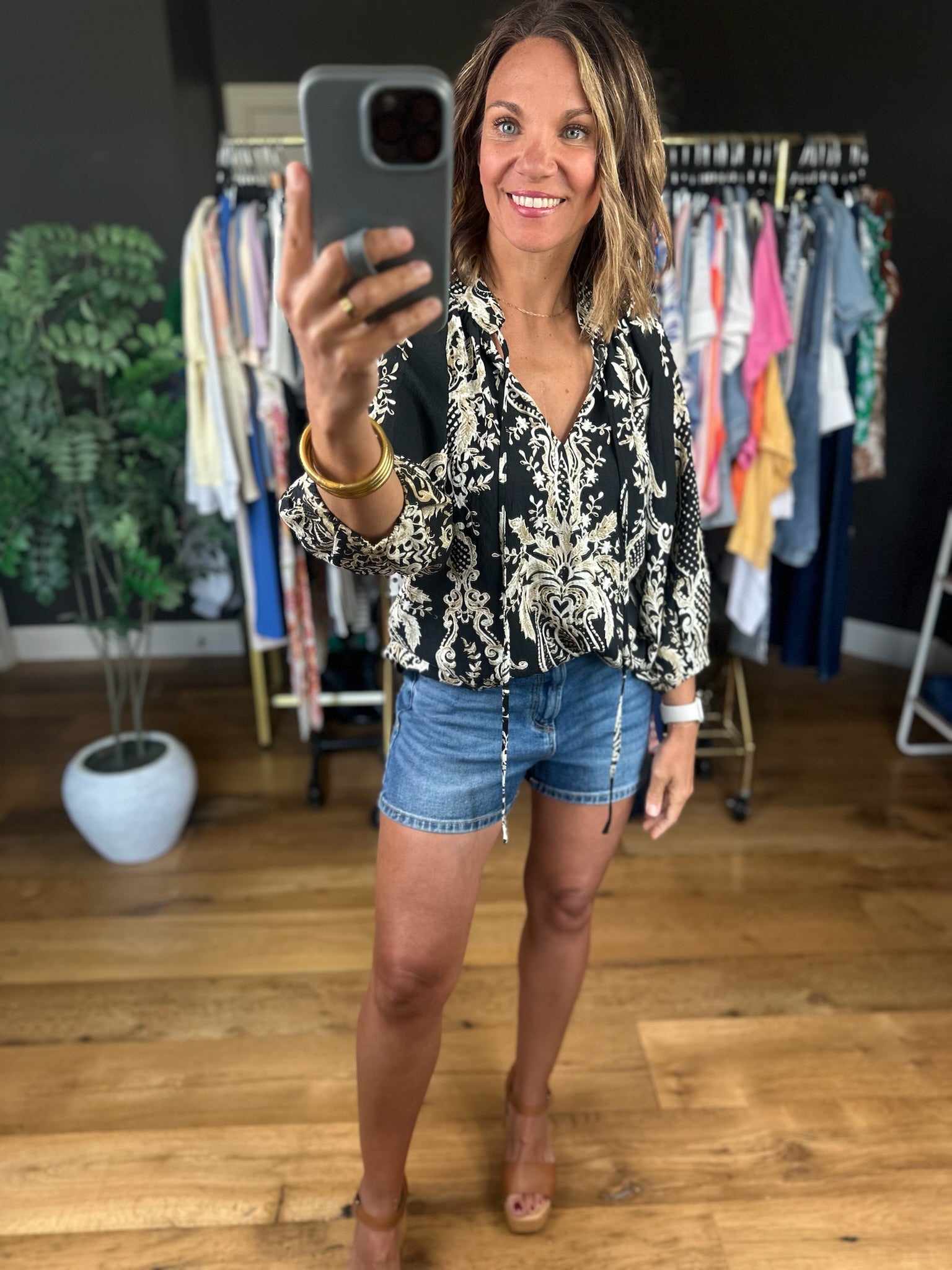 Closer To Love Patterned Top-Short Sleeves-Umgee-Anna Kaytes Boutique, Women's Fashion Boutique in Grinnell, Iowa