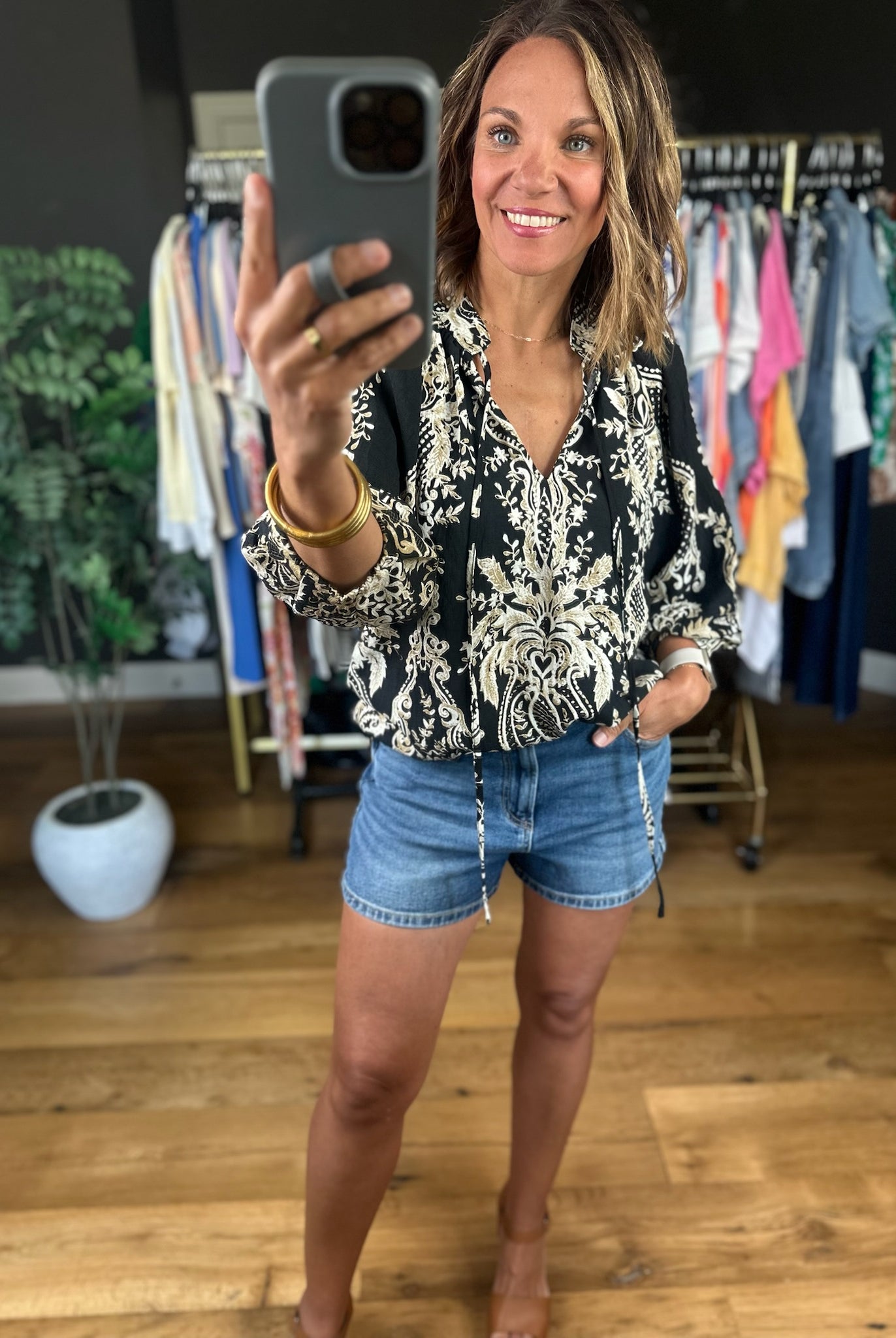 Closer To Love Patterned Top-Short Sleeves-Umgee-Anna Kaytes Boutique, Women's Fashion Boutique in Grinnell, Iowa
