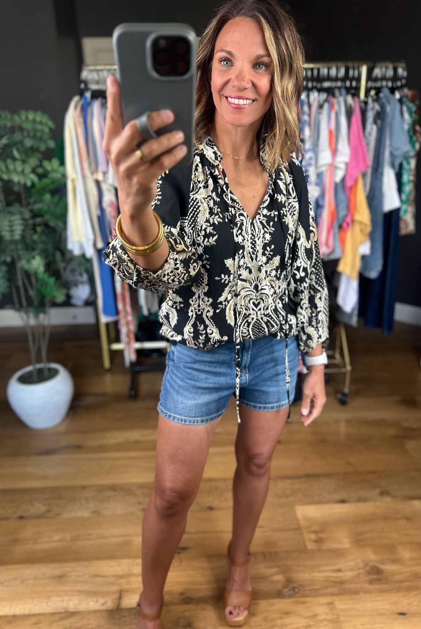 Closer To Love Patterned Top-Short Sleeves-Umgee-Anna Kaytes Boutique, Women's Fashion Boutique in Grinnell, Iowa