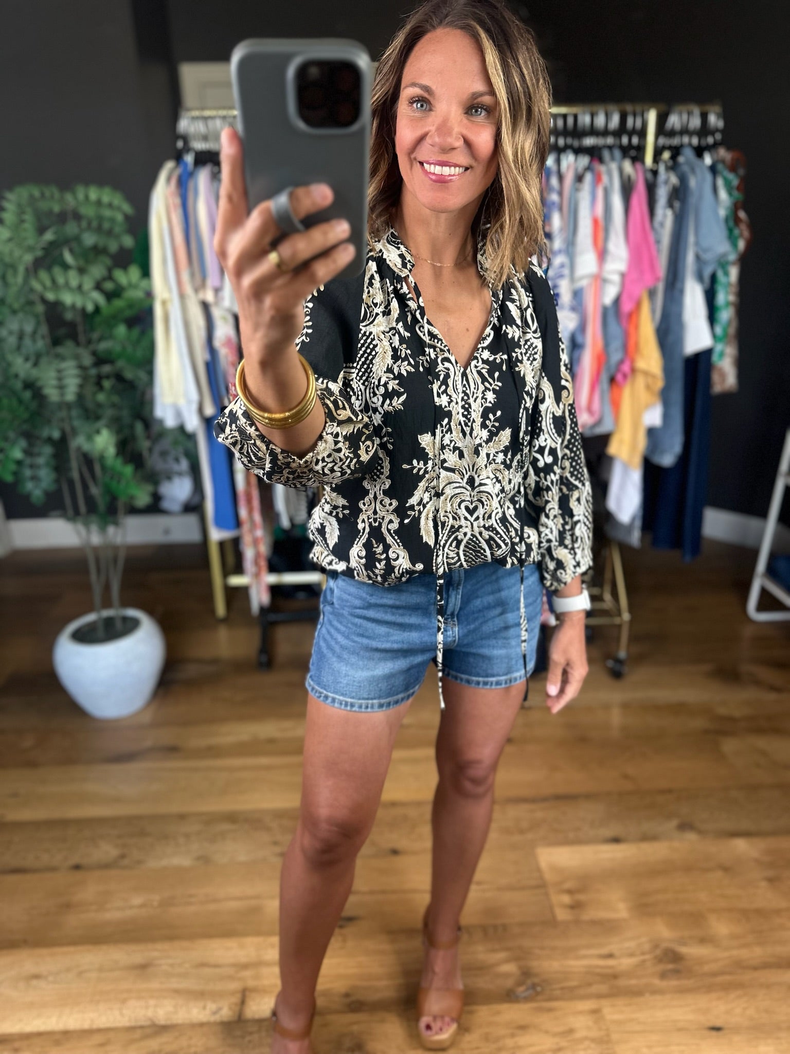 Closer To Love Patterned Top-Short Sleeves-Umgee-Anna Kaytes Boutique, Women's Fashion Boutique in Grinnell, Iowa
