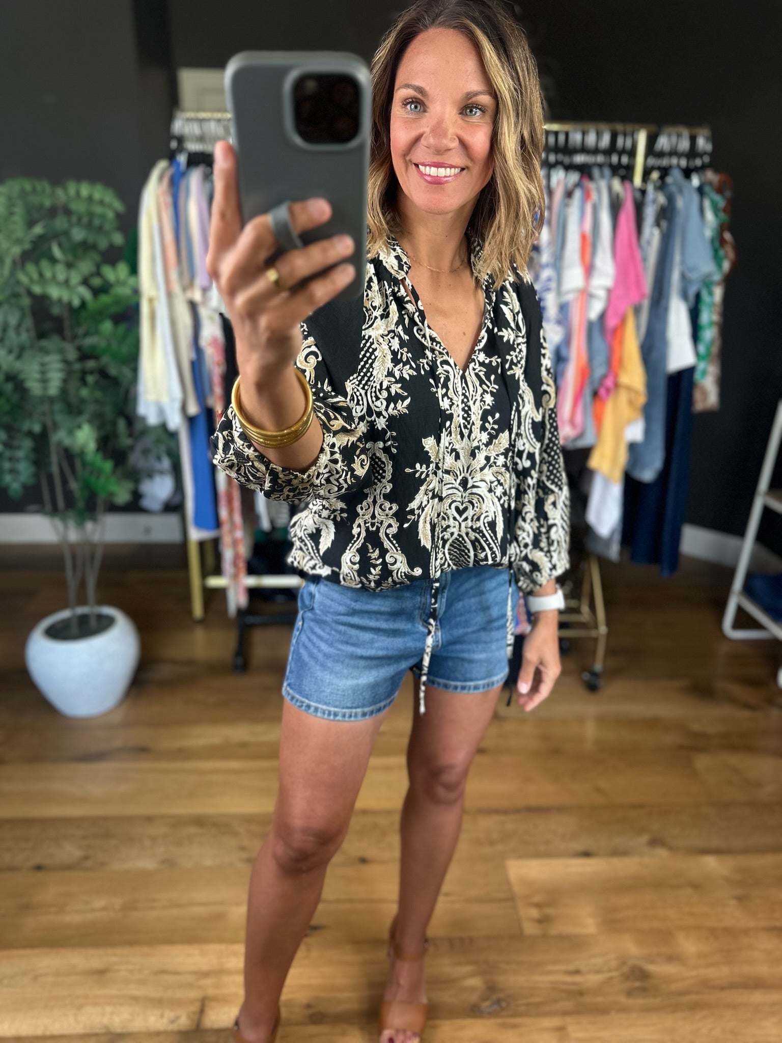 Closer To Love Patterned Top-Short Sleeves-Umgee-Anna Kaytes Boutique, Women's Fashion Boutique in Grinnell, Iowa