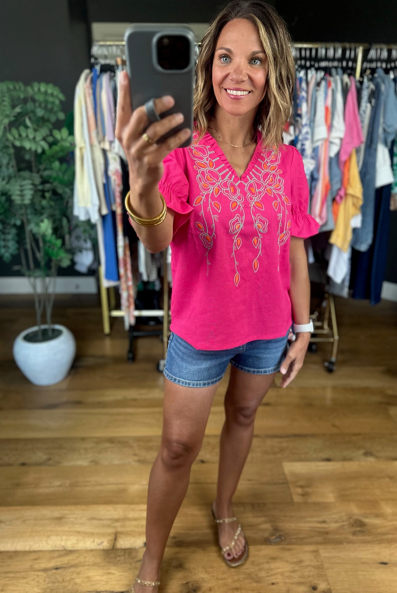 Make Things Special Embroidered Top-Short Sleeves-voy-Anna Kaytes Boutique, Women's Fashion Boutique in Grinnell, Iowa