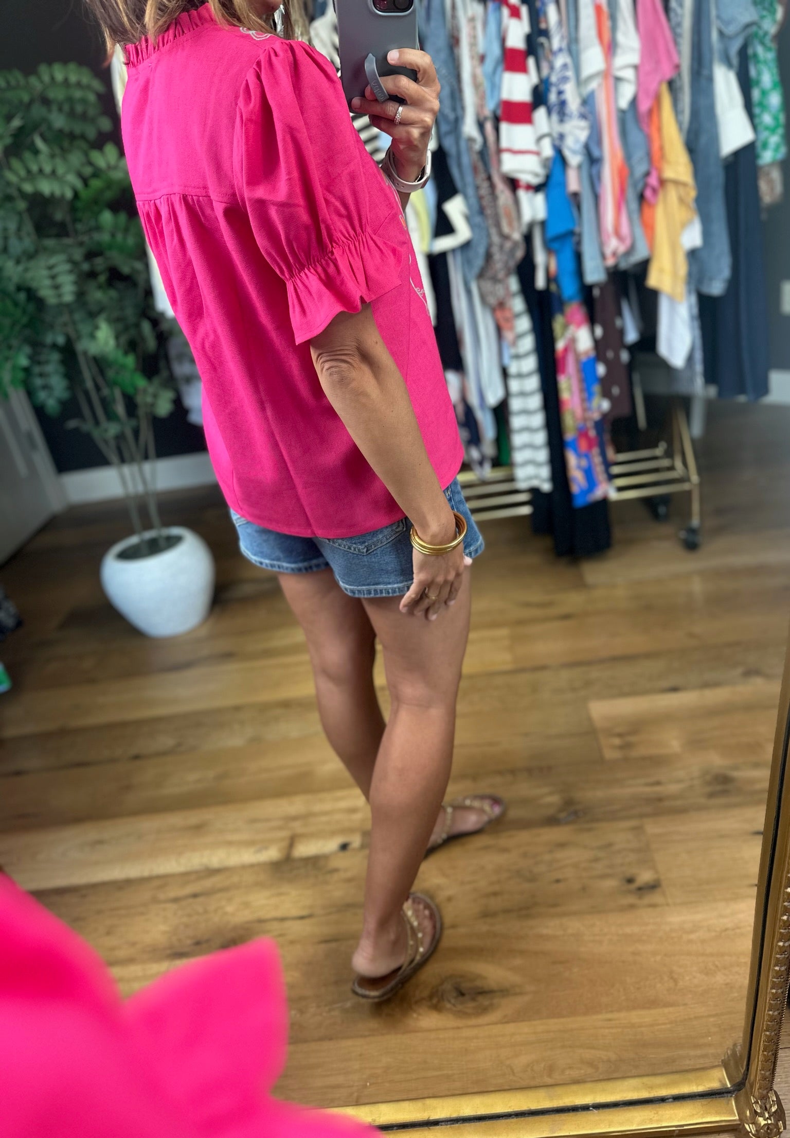 Make Things Special Embroidered Top-Short Sleeves-voy-Anna Kaytes Boutique, Women's Fashion Boutique in Grinnell, Iowa