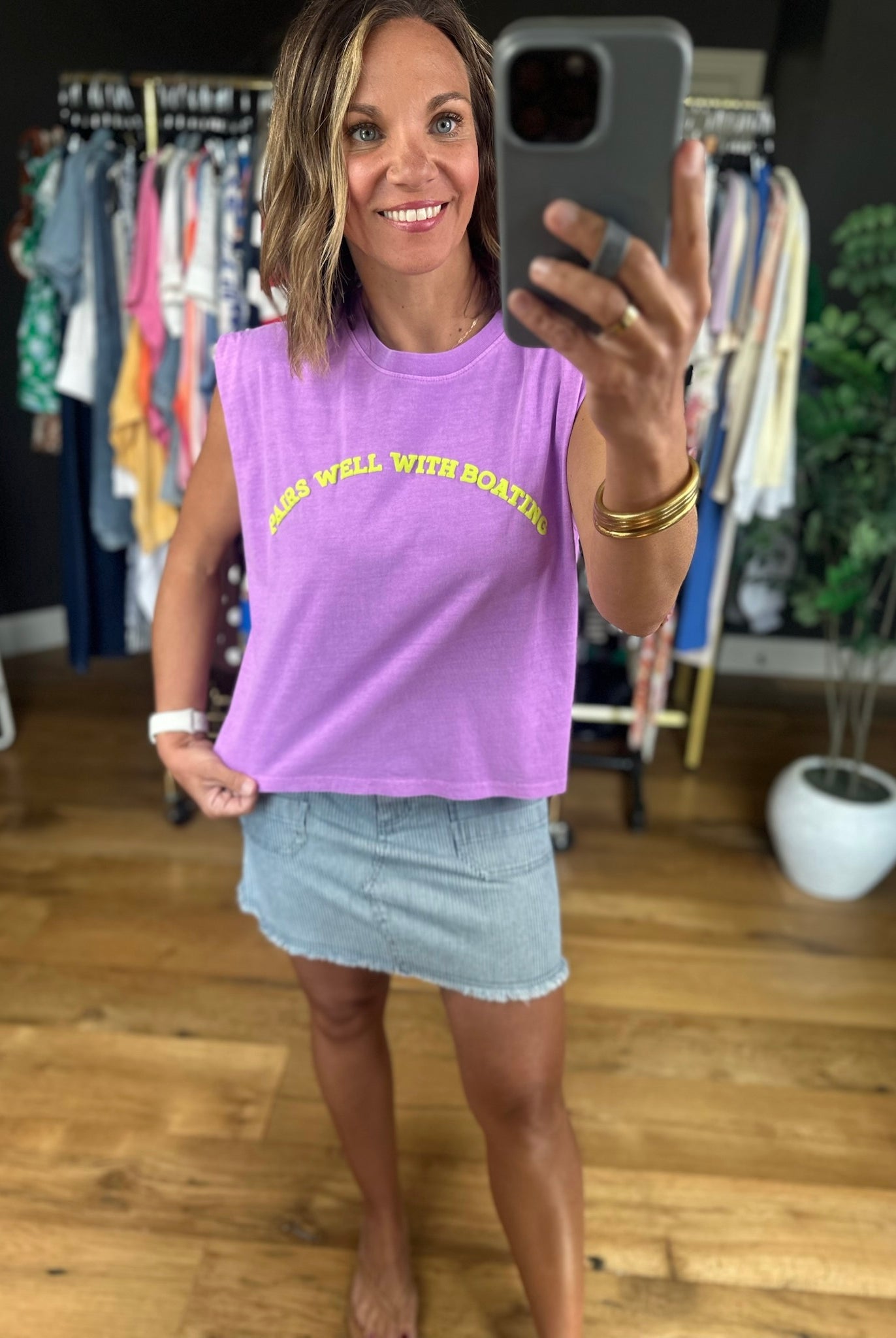 Pairs Well With Boating Muscle Tank-Sleeveless-poppy & pine-Anna Kaytes Boutique, Women's Fashion Boutique in Grinnell, Iowa