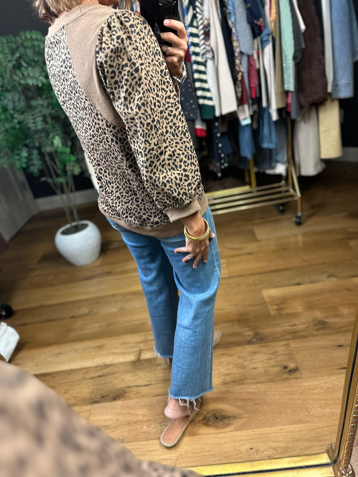 The Easy Way Animal Print Crew Top-Sweaters-Umgee-Anna Kaytes Boutique, Women's Fashion Boutique in Grinnell, Iowa