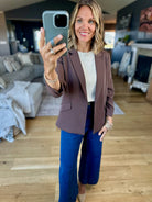 Daytime Decisions 3/4 Sleeve Blazer-Skies Are Blue-Anna Kaytes Boutique, Women's Fashion Boutique in Grinnell, Iowa
