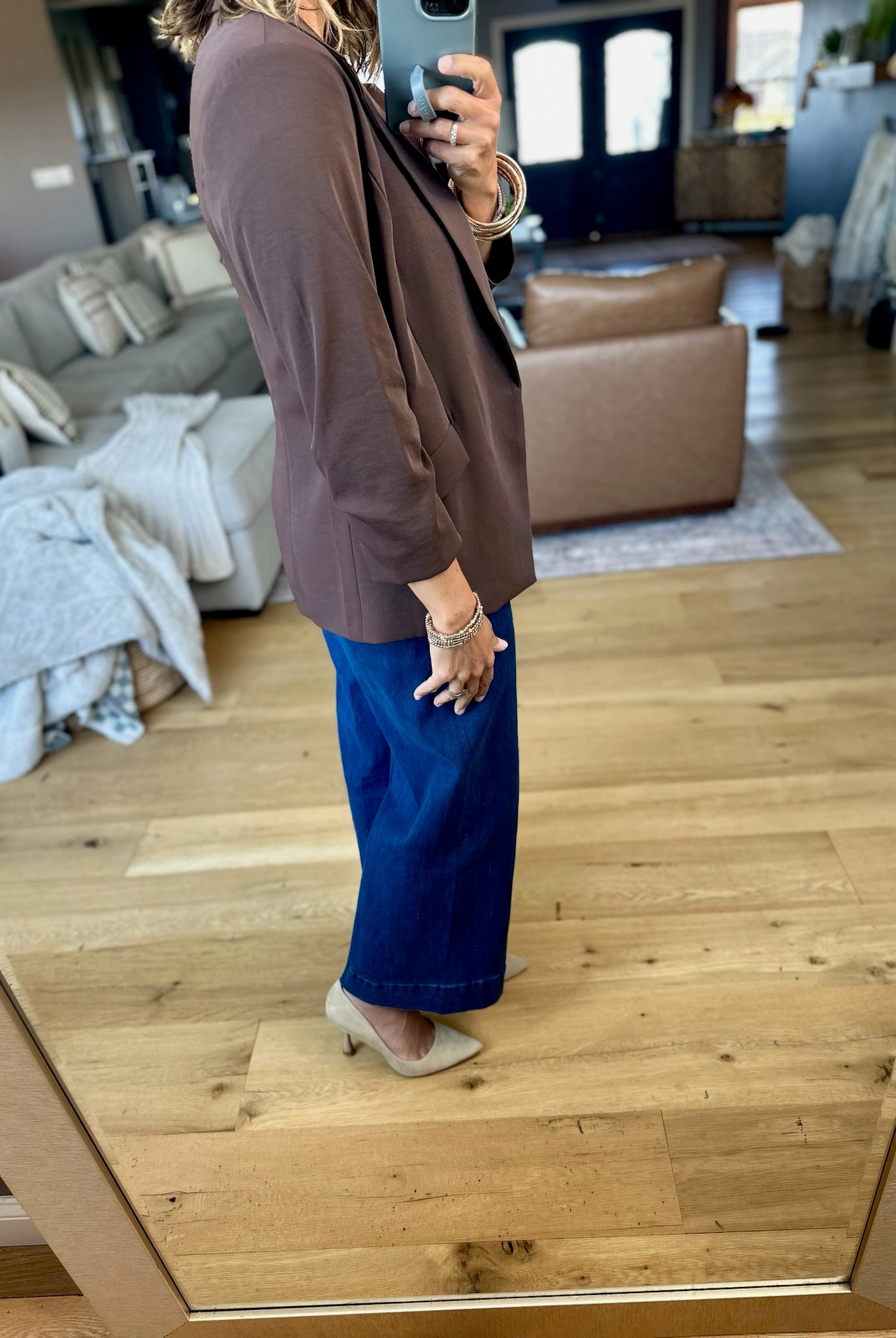 Daytime Decisions 3/4 Sleeve Blazer-Skies Are Blue-Anna Kaytes Boutique, Women's Fashion Boutique in Grinnell, Iowa