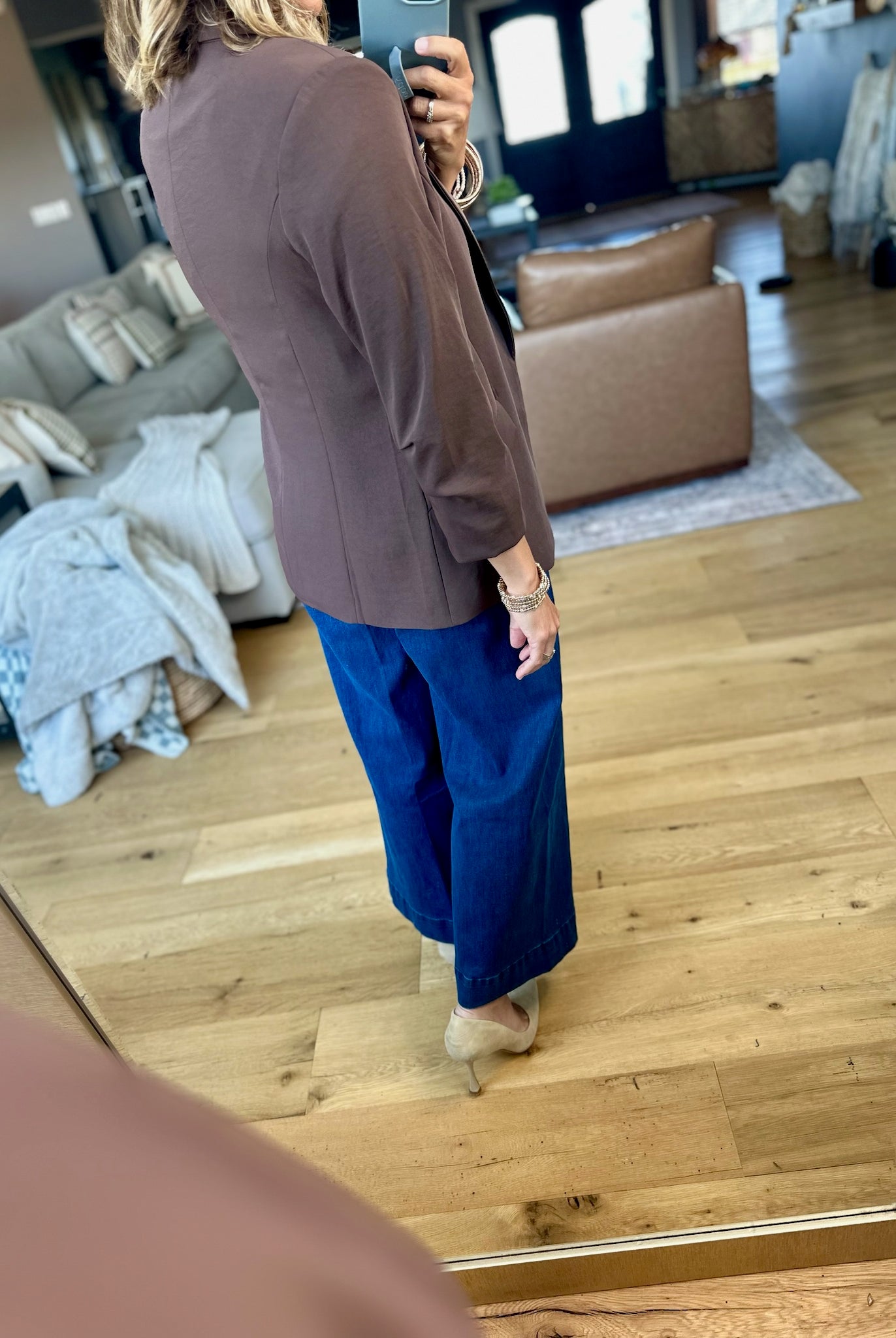 Daytime Decisions 3/4 Sleeve Blazer-Skies Are Blue-Anna Kaytes Boutique, Women's Fashion Boutique in Grinnell, Iowa