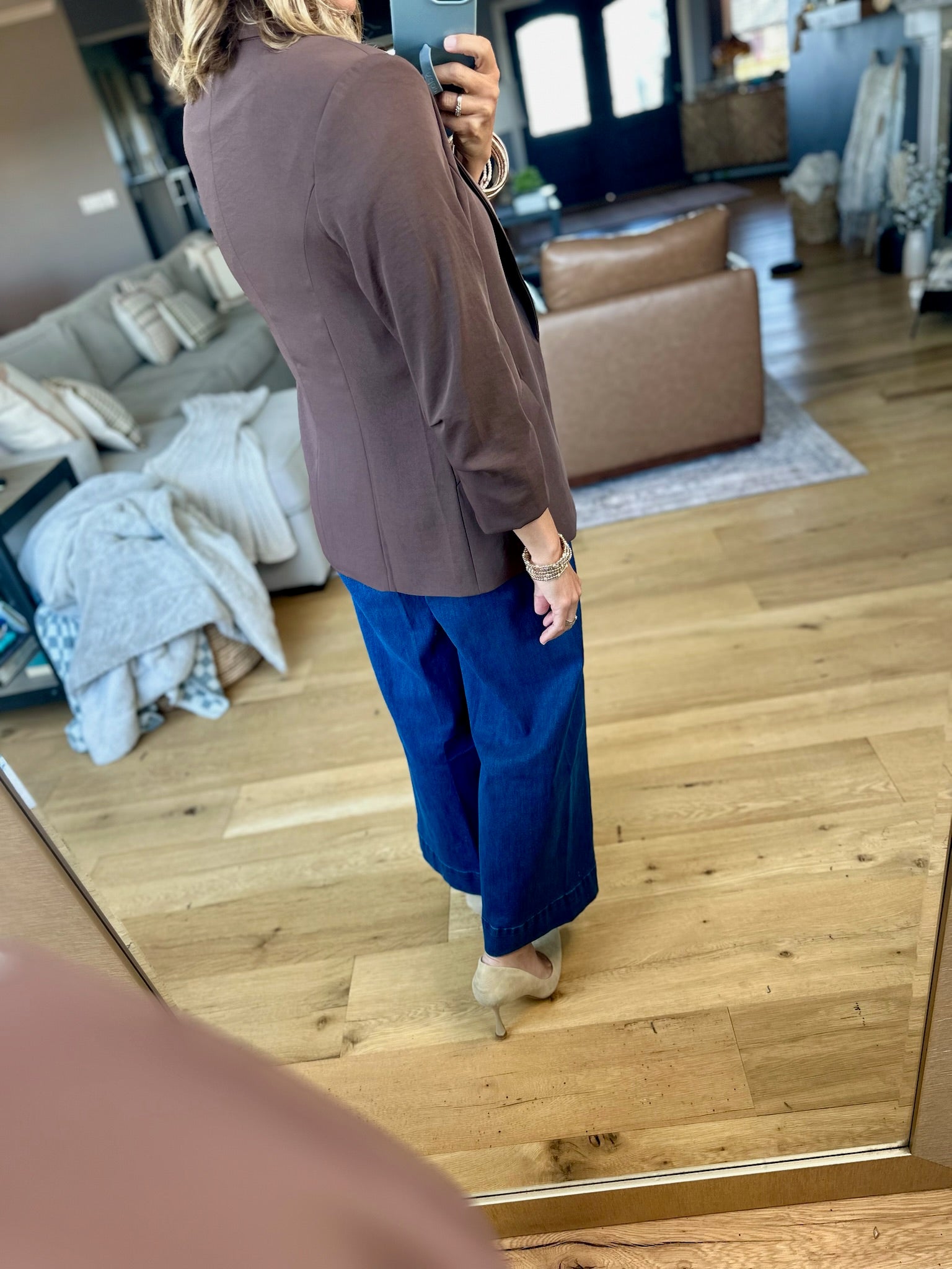 Daytime Decisions 3/4 Sleeve Blazer-Skies Are Blue-Anna Kaytes Boutique, Women's Fashion Boutique in Grinnell, Iowa