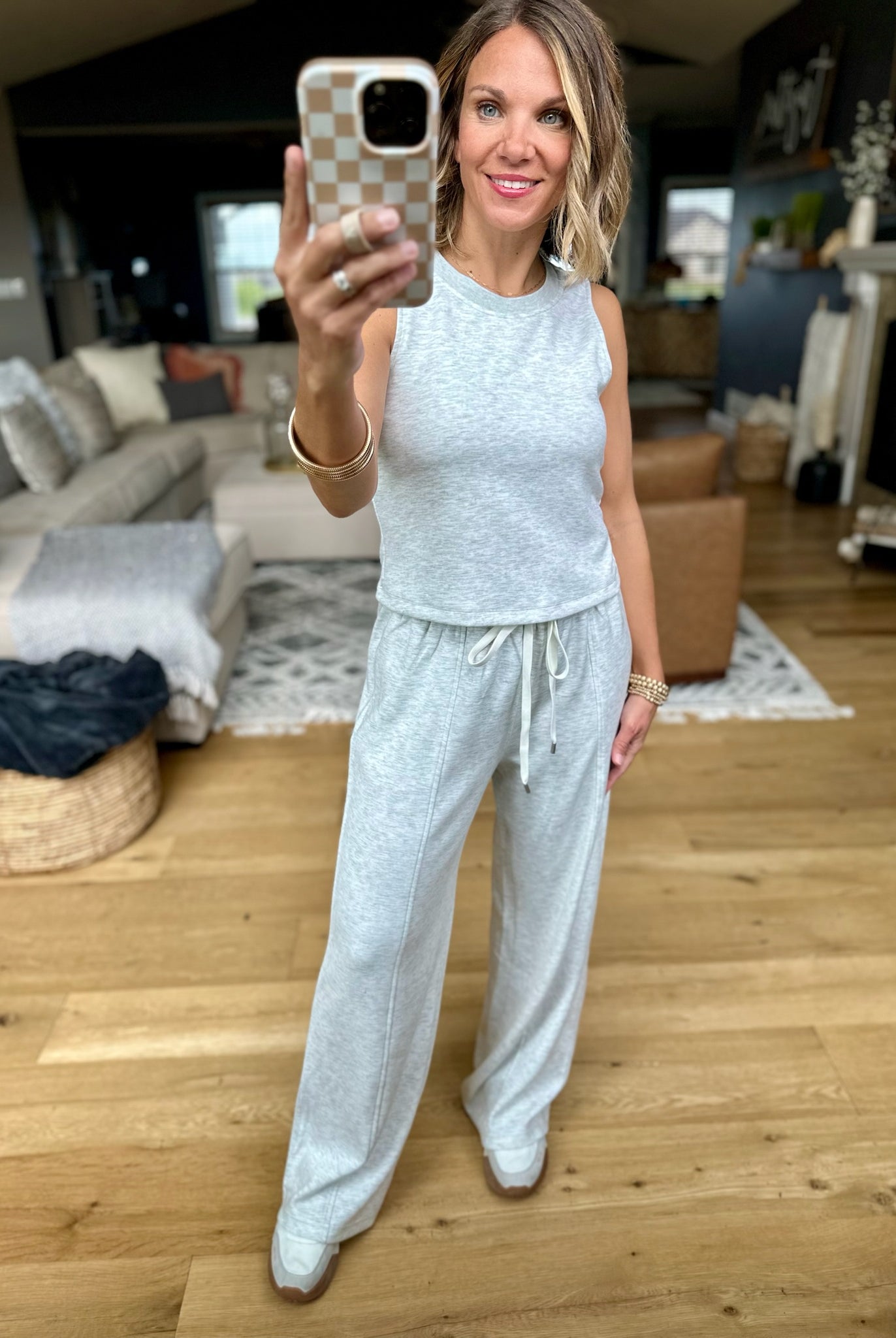 Long Time Comfort Tank+Pant Set - Heather Grey-Pants-Skies Are Blue-Anna Kaytes Boutique, Women's Fashion Boutique in Grinnell, Iowa