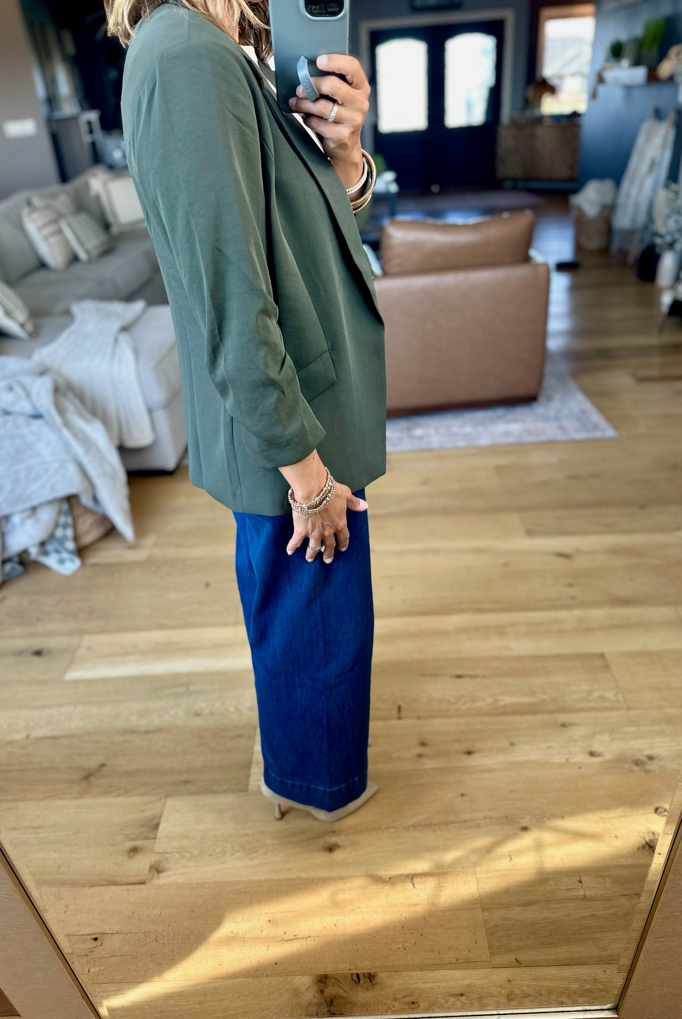 Daytime Decisions 3/4 Sleeve Blazer-Skies Are Blue-Anna Kaytes Boutique, Women's Fashion Boutique in Grinnell, Iowa