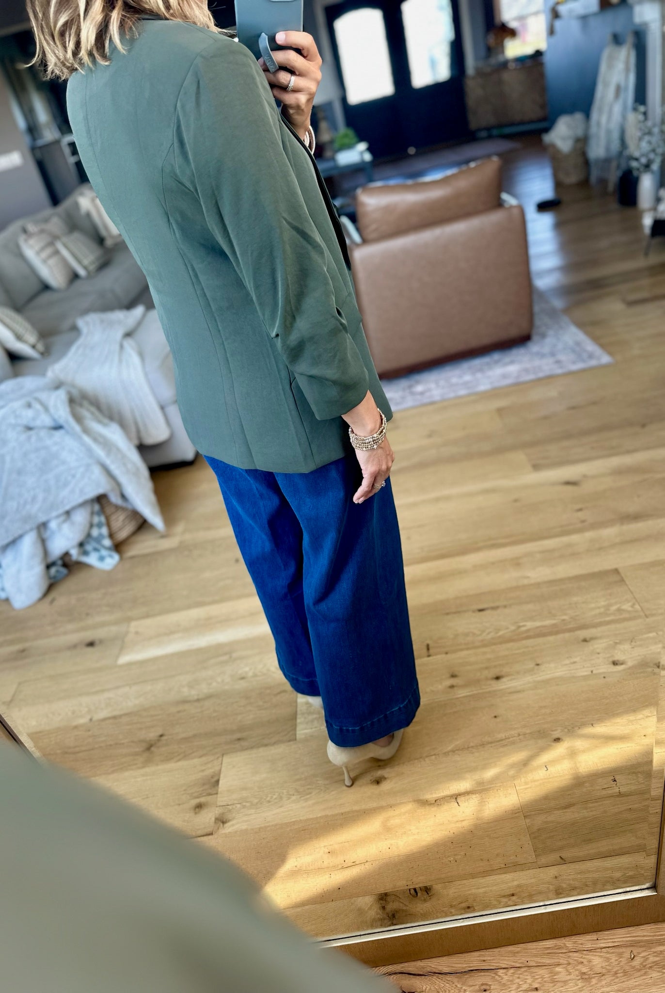 Daytime Decisions 3/4 Sleeve Blazer-Skies Are Blue-Anna Kaytes Boutique, Women's Fashion Boutique in Grinnell, Iowa