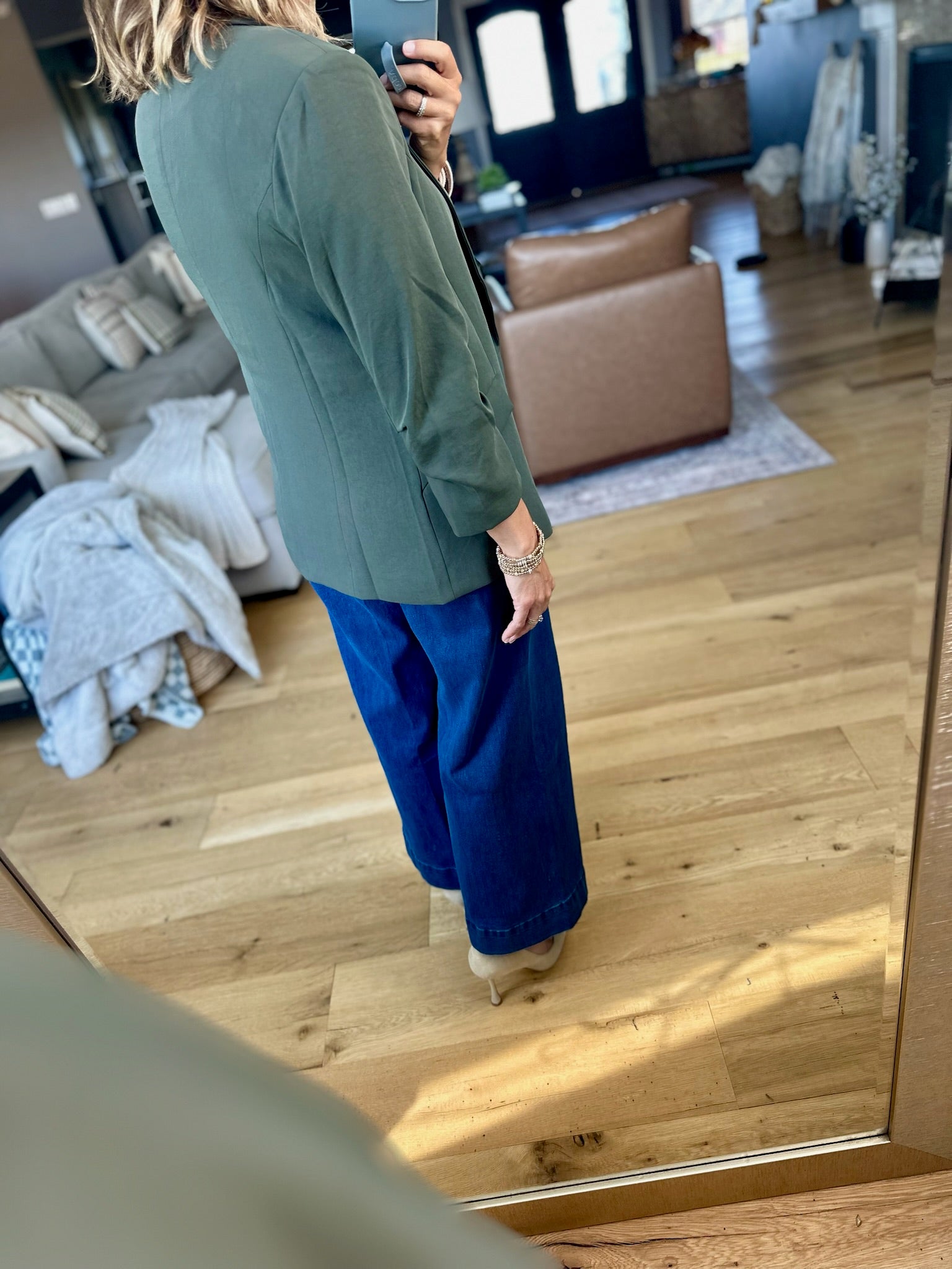 Daytime Decisions 3/4 Sleeve Blazer-Skies Are Blue-Anna Kaytes Boutique, Women's Fashion Boutique in Grinnell, Iowa