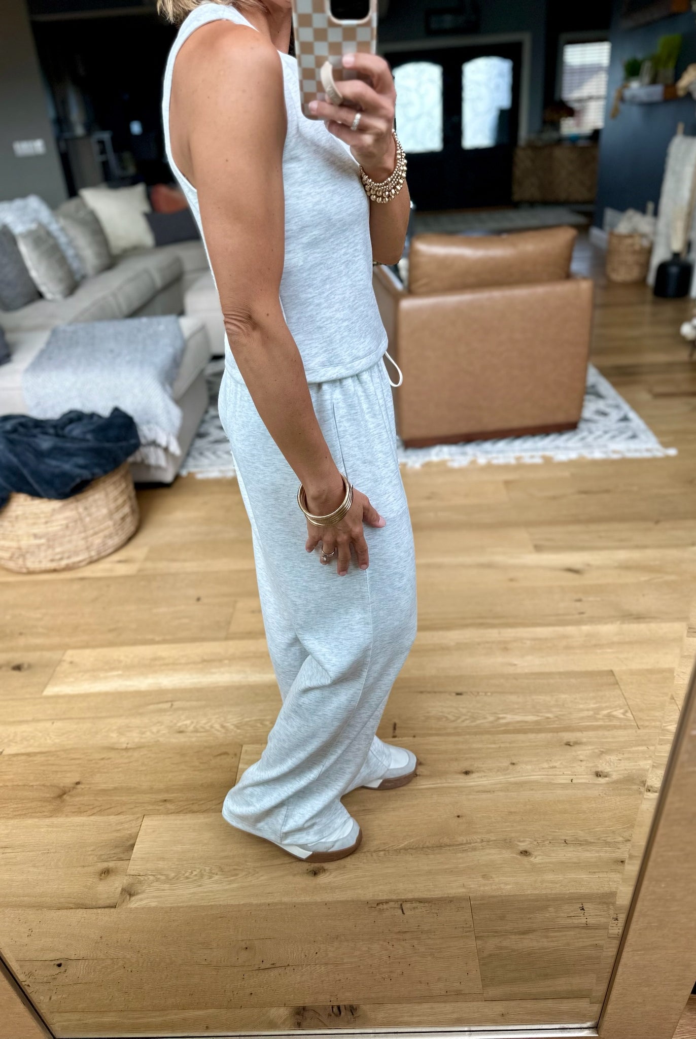 Long Time Comfort Tank+Pant Set - Heather Grey-Pants-Skies Are Blue-Anna Kaytes Boutique, Women's Fashion Boutique in Grinnell, Iowa