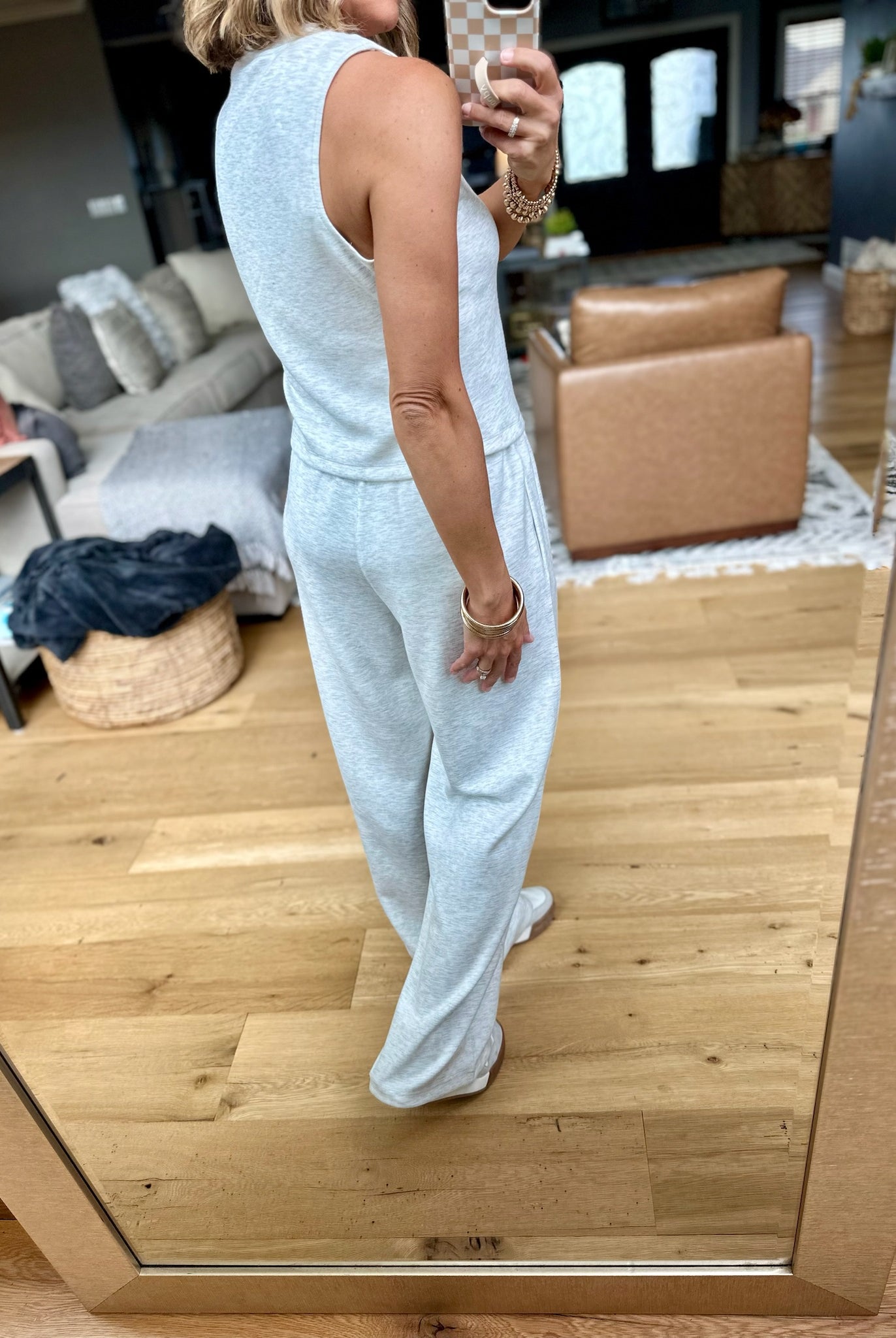 Long Time Comfort Tank+Pant Set - Heather Grey-Pants-Skies Are Blue-Anna Kaytes Boutique, Women's Fashion Boutique in Grinnell, Iowa