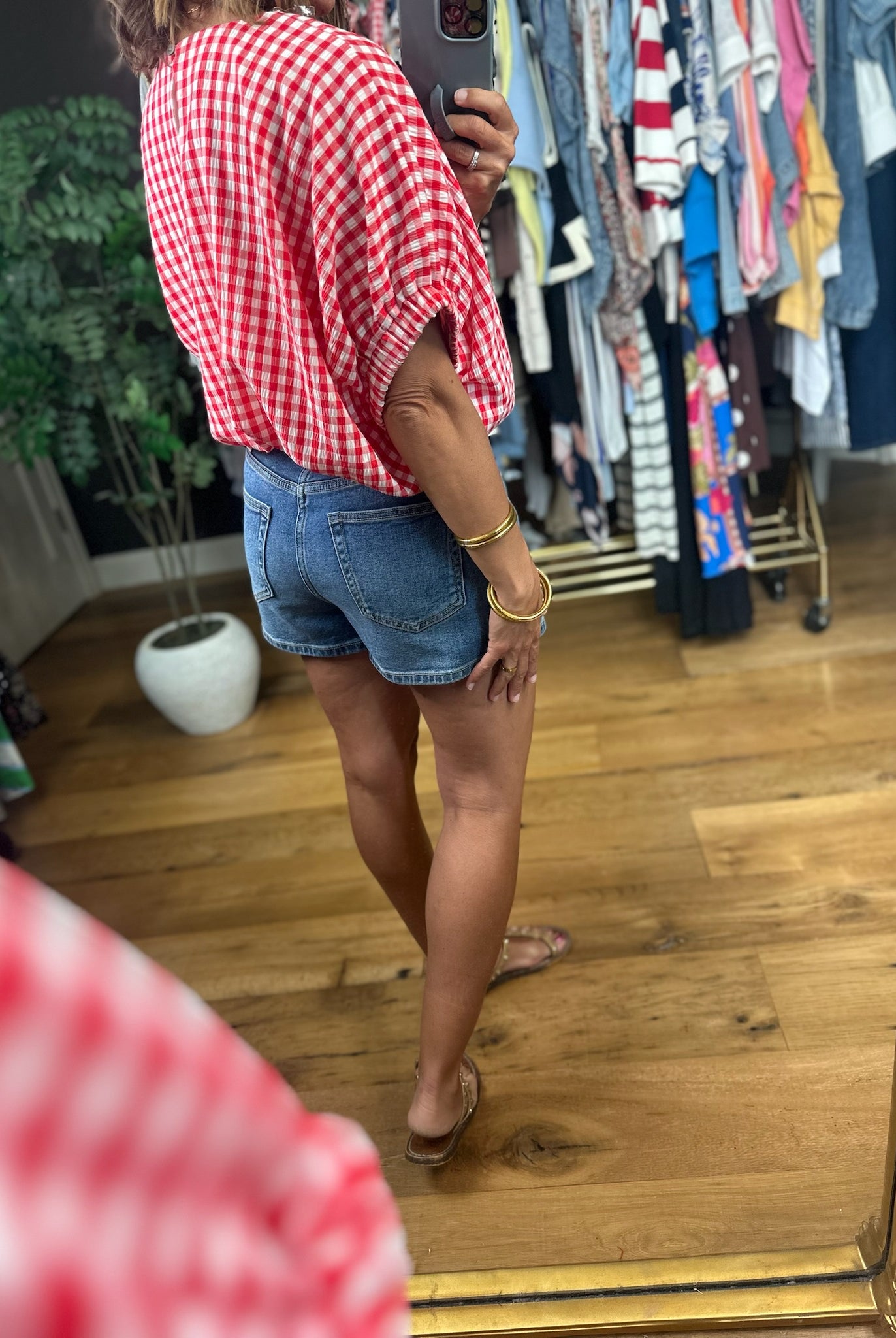 Weekend Stroll Gingham Bubble-Hem Top-Skirts-Entro-Anna Kaytes Boutique, Women's Fashion Boutique in Grinnell, Iowa