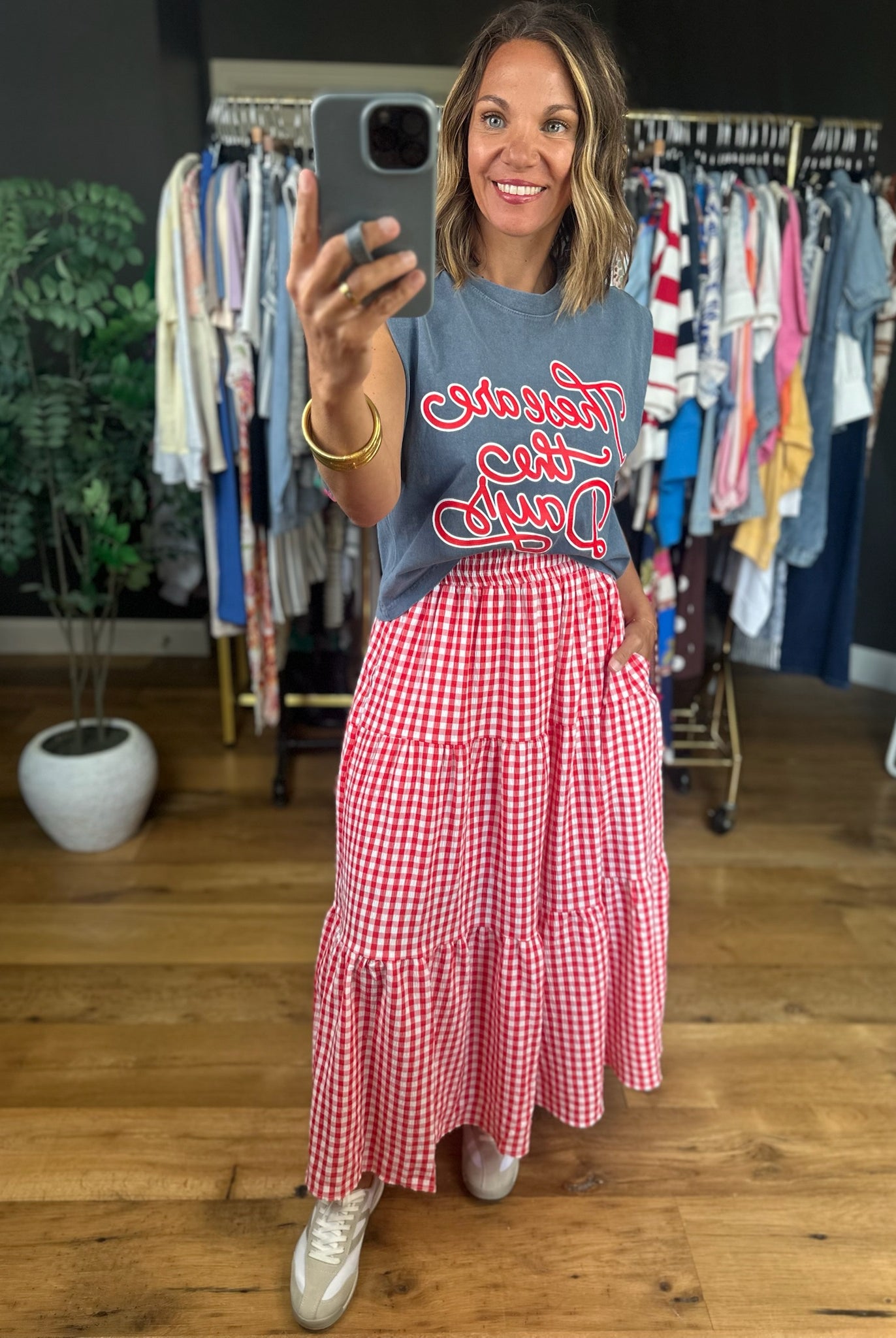 Weekend Stroll Gingham Skirt-Skirts-Entro-Anna Kaytes Boutique, Women's Fashion Boutique in Grinnell, Iowa