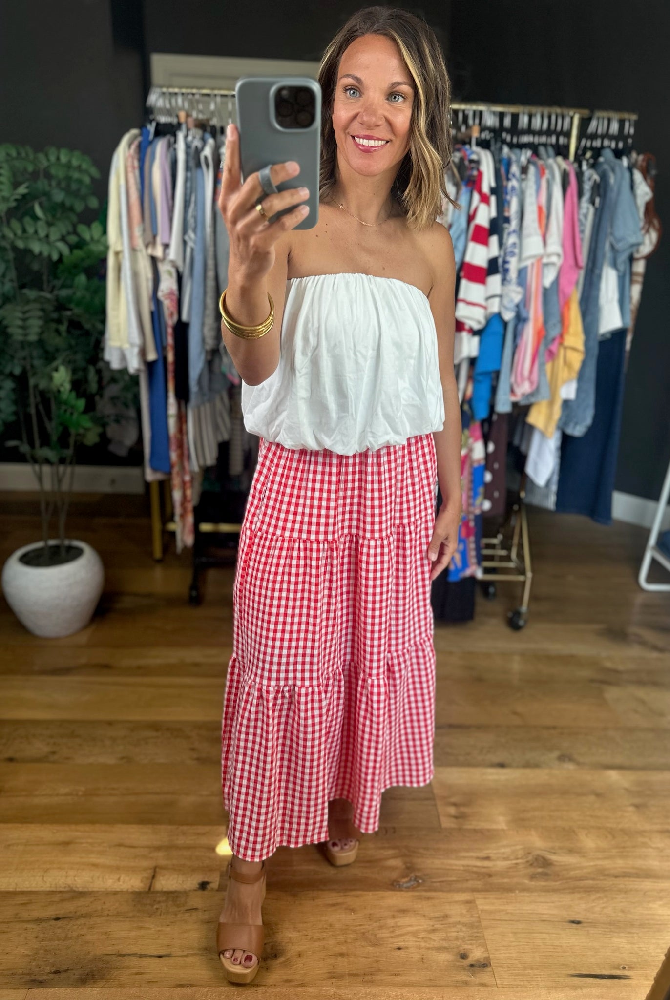 Weekend Stroll Gingham Skirt-Skirts-Entro-Anna Kaytes Boutique, Women's Fashion Boutique in Grinnell, Iowa