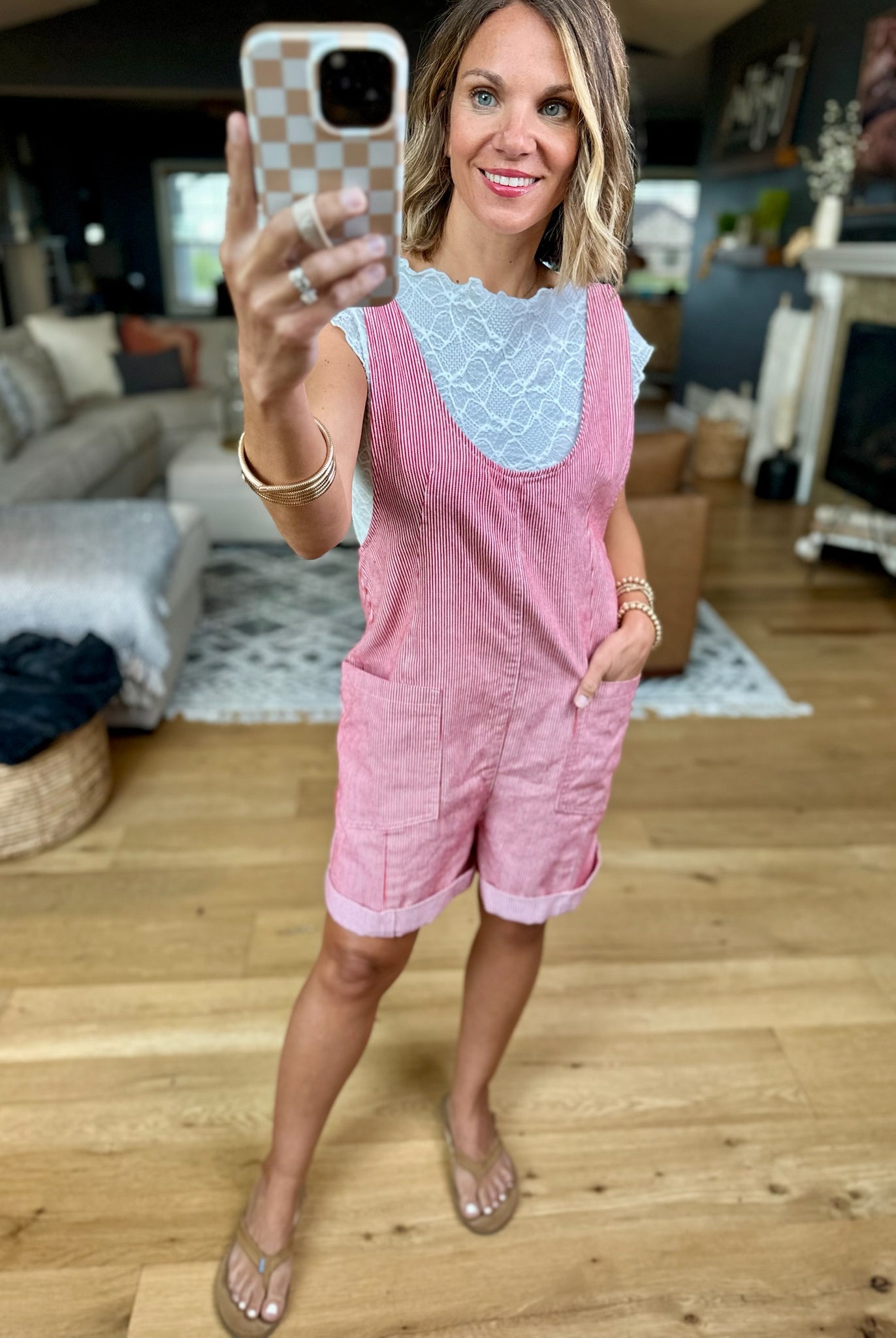 Wherever You Go Pocket Romper - Red/White-Wishlist-Anna Kaytes Boutique, Women's Fashion Boutique in Grinnell, Iowa