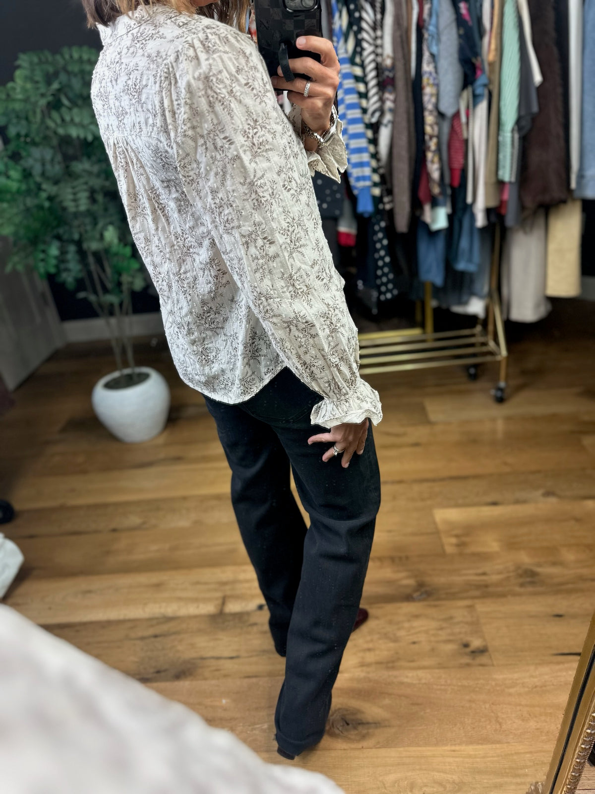 The Pretty Path V-Neck Top-Long Sleeves-Blu Pepper-Anna Kaytes Boutique, Women's Fashion Boutique in Grinnell, Iowa