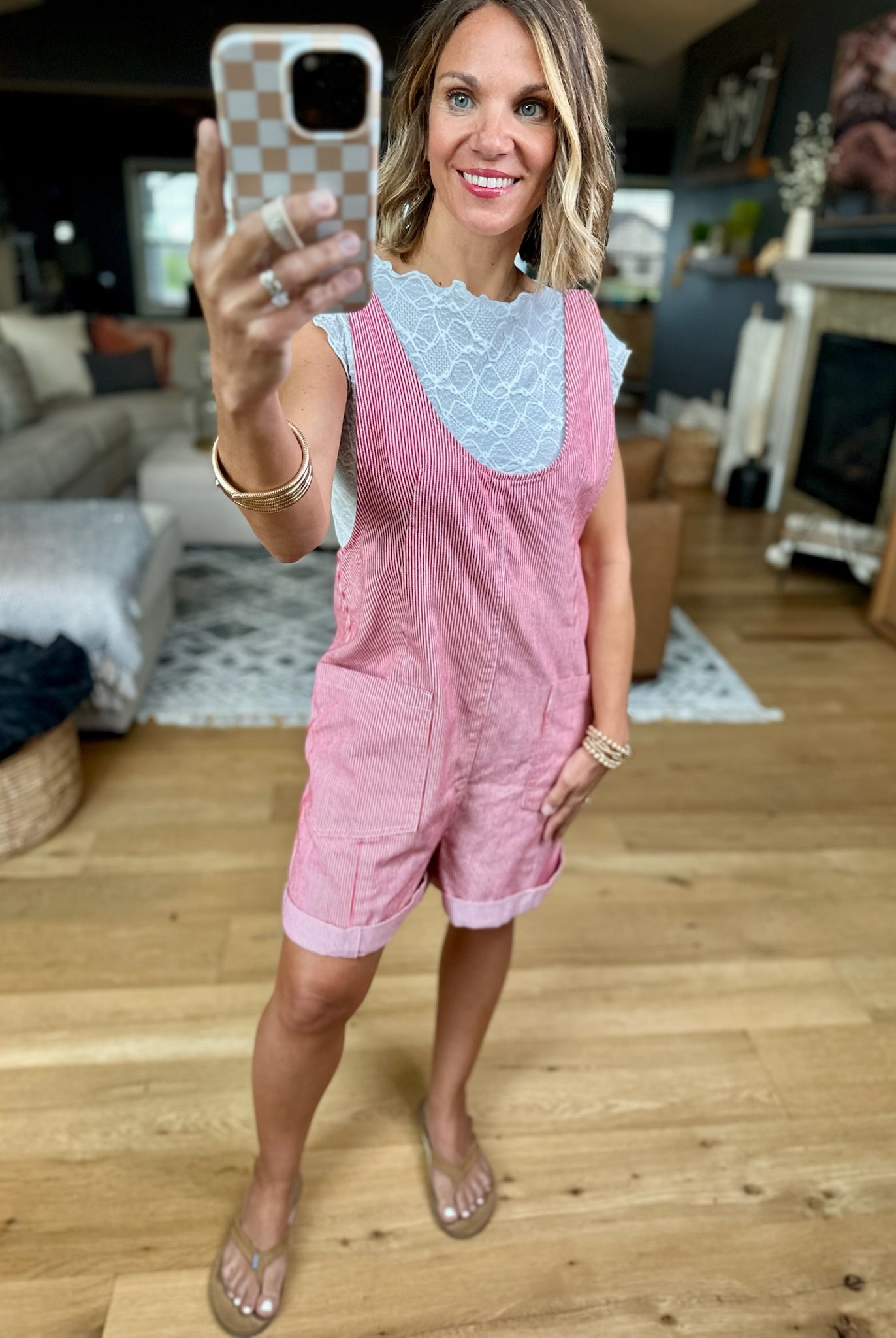 Wherever You Go Pocket Romper - Red/White-Wishlist-Anna Kaytes Boutique, Women's Fashion Boutique in Grinnell, Iowa