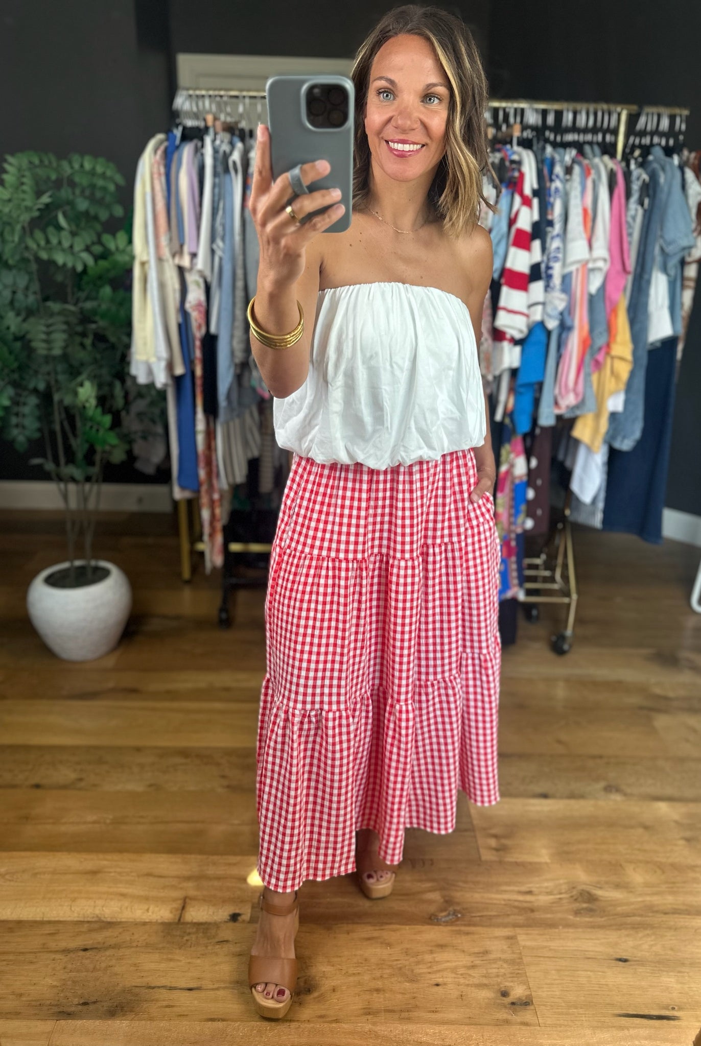 Weekend Stroll Gingham Skirt-Skirts-Entro-Anna Kaytes Boutique, Women's Fashion Boutique in Grinnell, Iowa