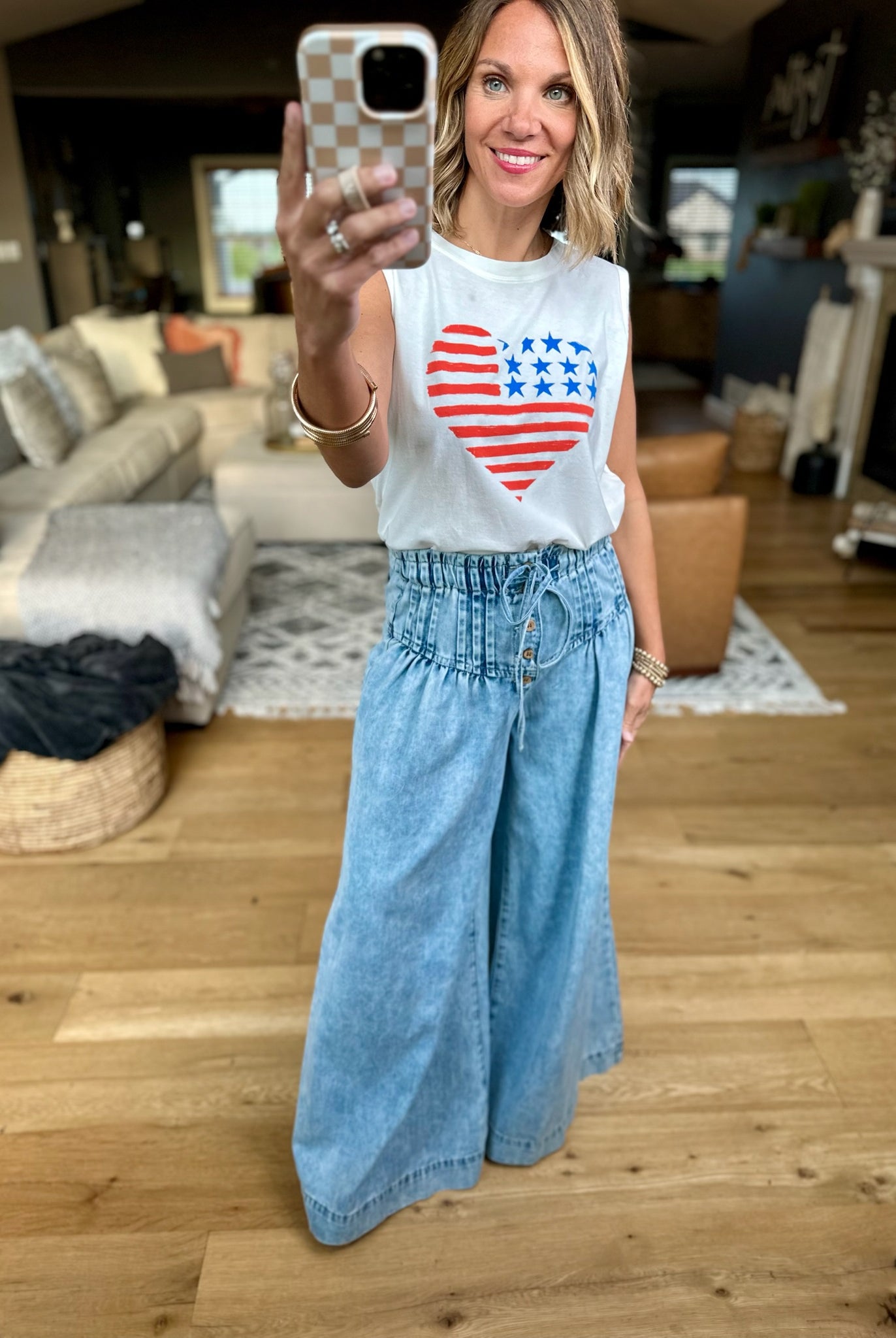 Stars & Stripes La Mer Tank - Sea Salt-Z Supply-Anna Kaytes Boutique, Women's Fashion Boutique in Grinnell, Iowa