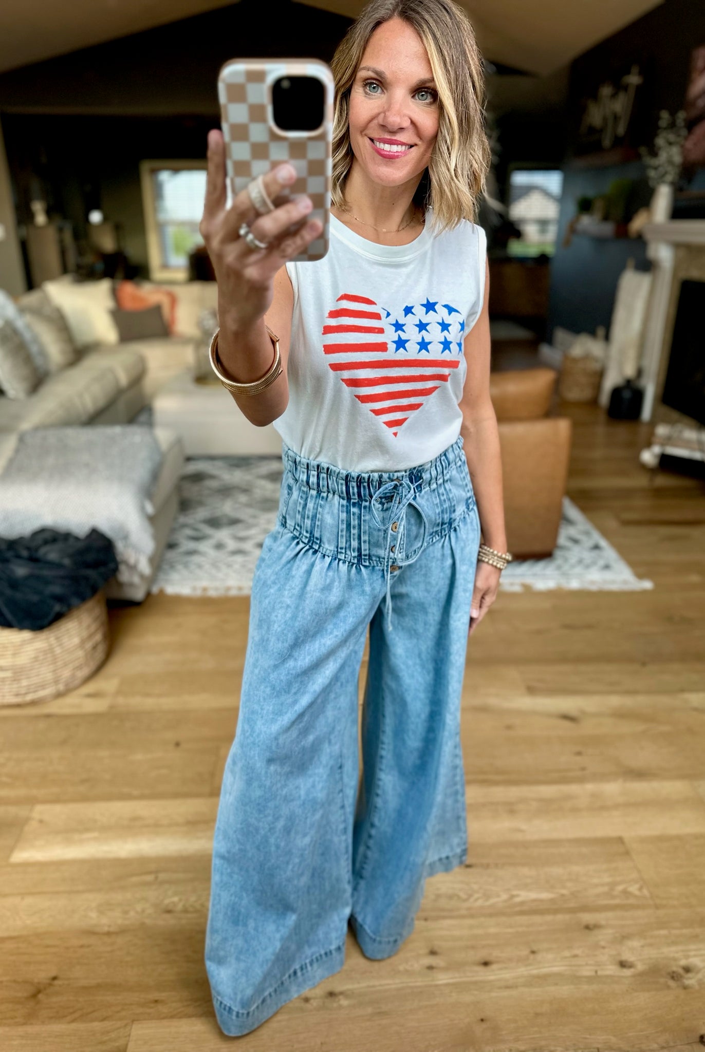 Stars & Stripes La Mer Tank - Sea Salt-Z Supply-Anna Kaytes Boutique, Women's Fashion Boutique in Grinnell, Iowa