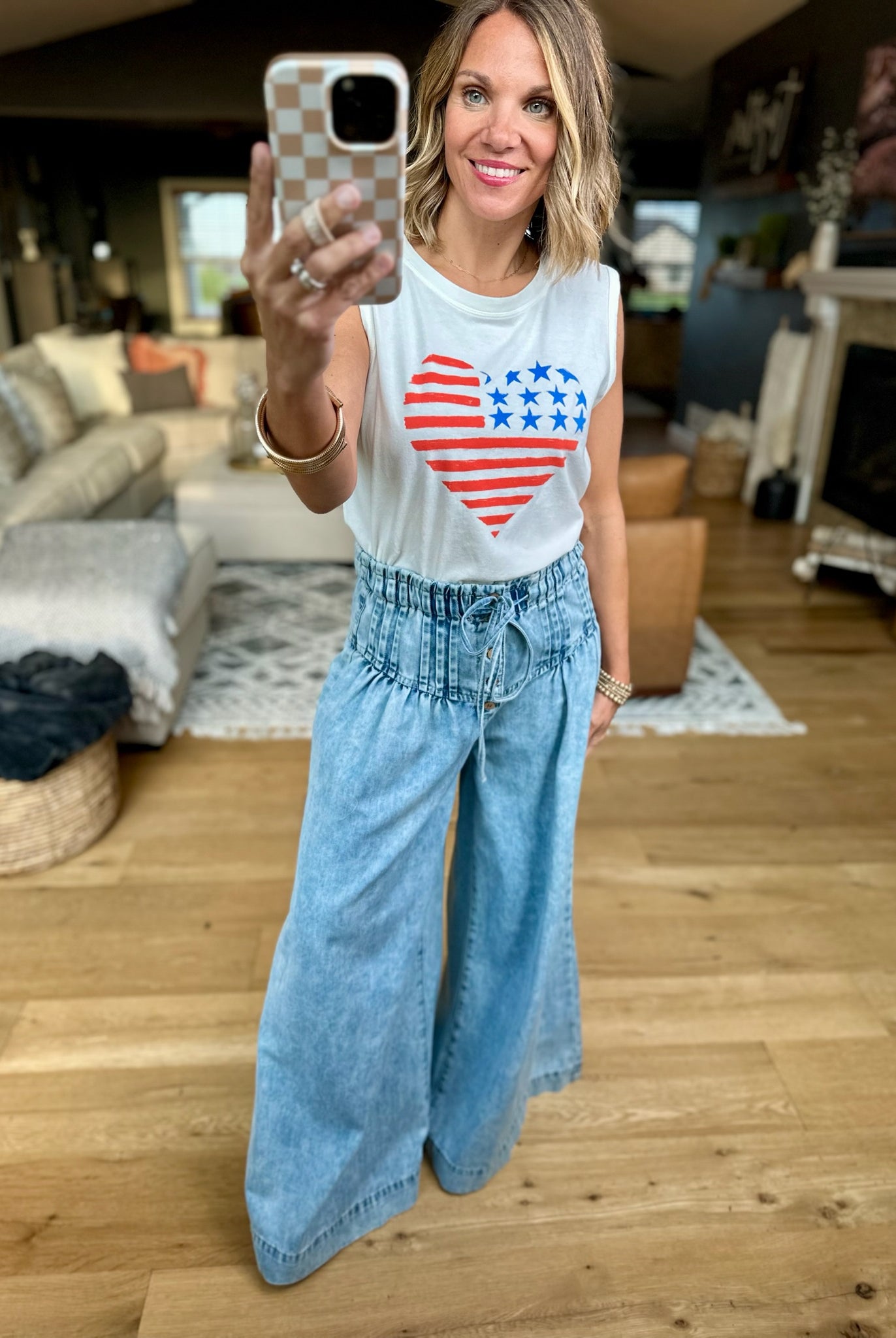 Stars & Stripes La Mer Tank - Sea Salt-Z Supply-Anna Kaytes Boutique, Women's Fashion Boutique in Grinnell, Iowa