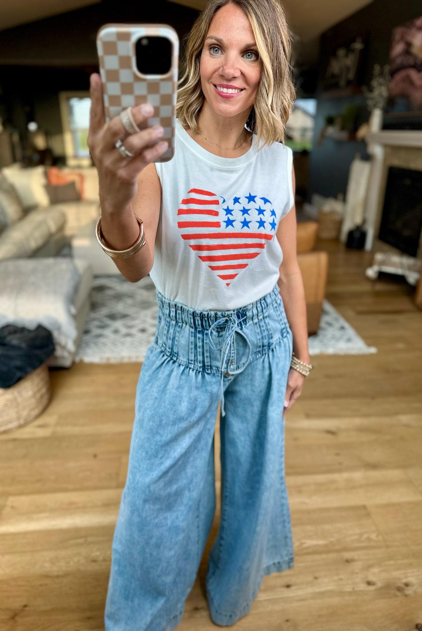 Stars & Stripes La Mer Tank - Sea Salt-Z Supply-Anna Kaytes Boutique, Women's Fashion Boutique in Grinnell, Iowa