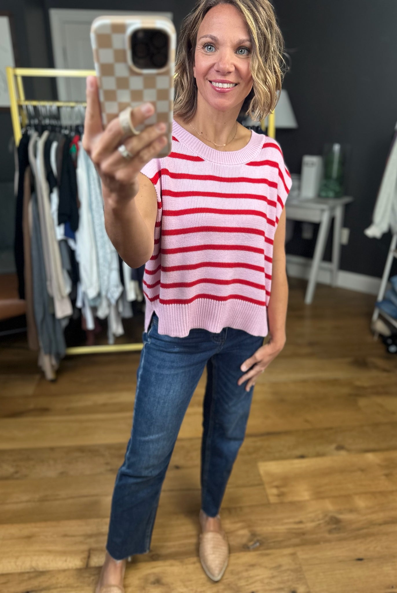 Anything In the World Striped Cap-Sleeve Knit Top - Multiple Options-Entro-Anna Kaytes Boutique, Women's Fashion Boutique in Grinnell, Iowa