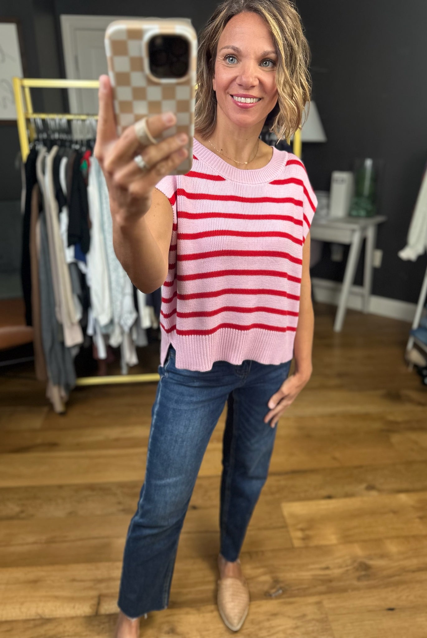 Anything In the World Striped Cap-Sleeve Knit Top - Multiple Options-Entro-Anna Kaytes Boutique, Women's Fashion Boutique in Grinnell, Iowa