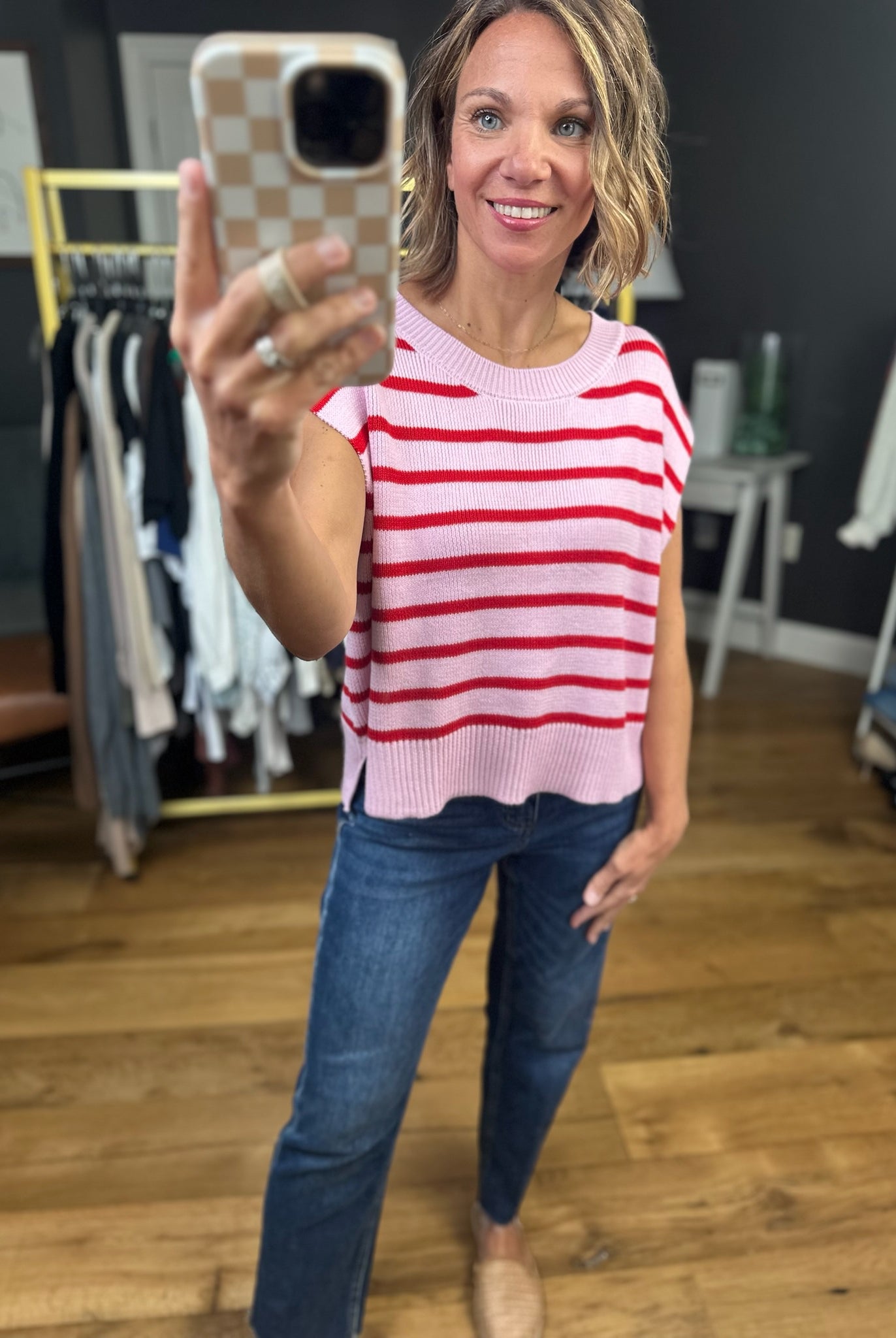 Anything In the World Striped Cap-Sleeve Knit Top - Multiple Options-Entro-Anna Kaytes Boutique, Women's Fashion Boutique in Grinnell, Iowa