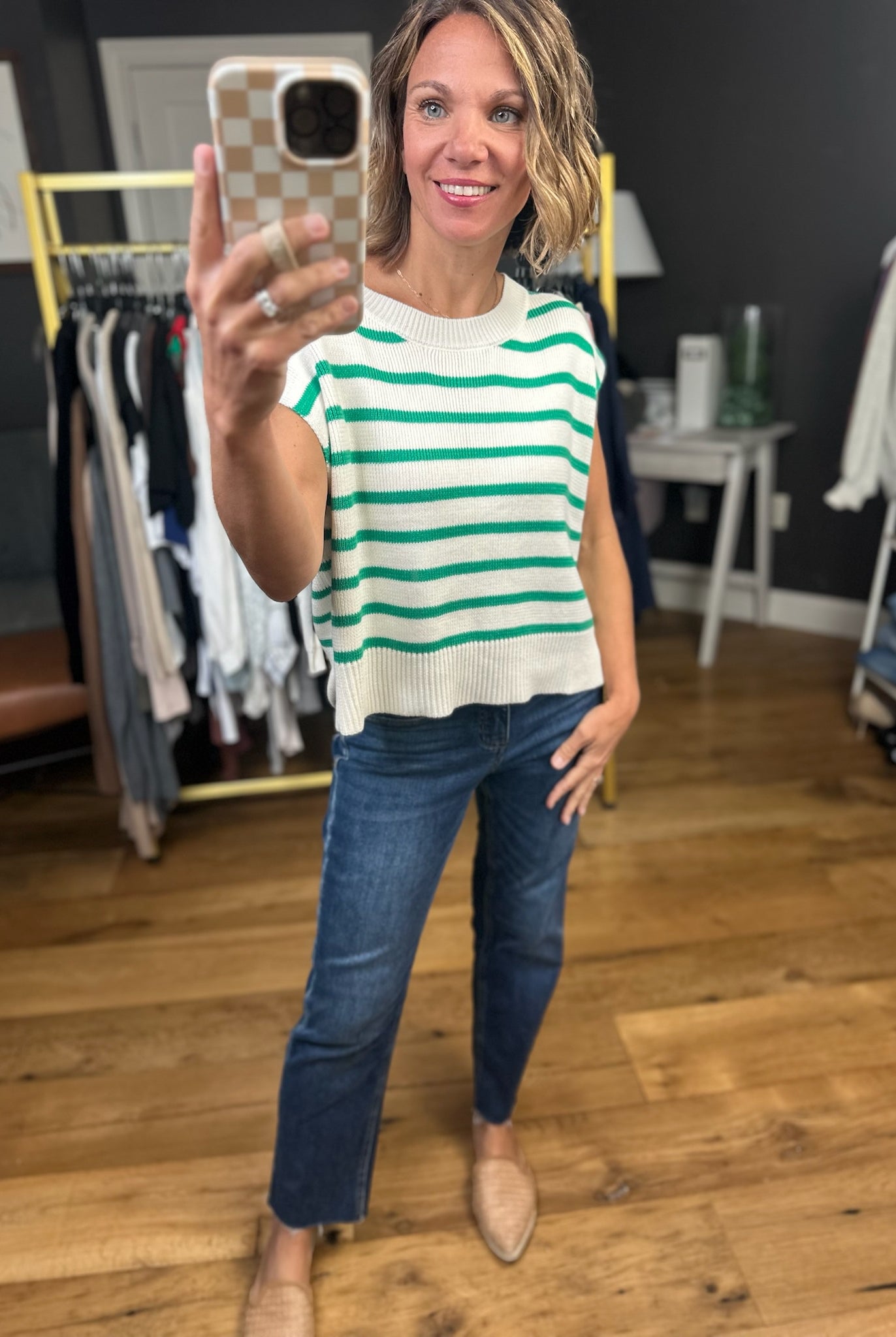 Anything In the World Striped Cap-Sleeve Knit Top - Multiple Options-Entro-Anna Kaytes Boutique, Women's Fashion Boutique in Grinnell, Iowa