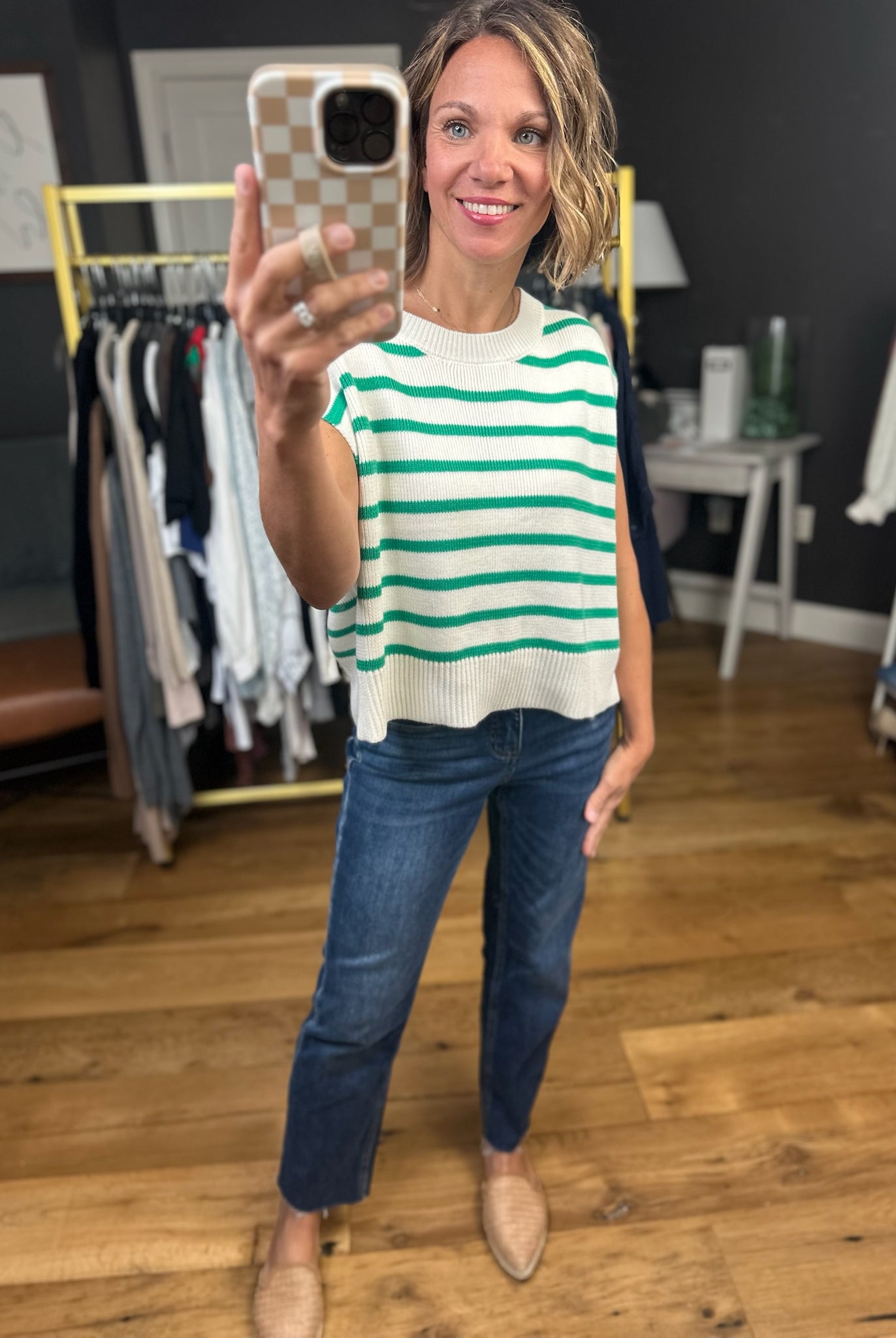Anything In the World Striped Cap-Sleeve Knit Top - Multiple Options-Entro-Anna Kaytes Boutique, Women's Fashion Boutique in Grinnell, Iowa