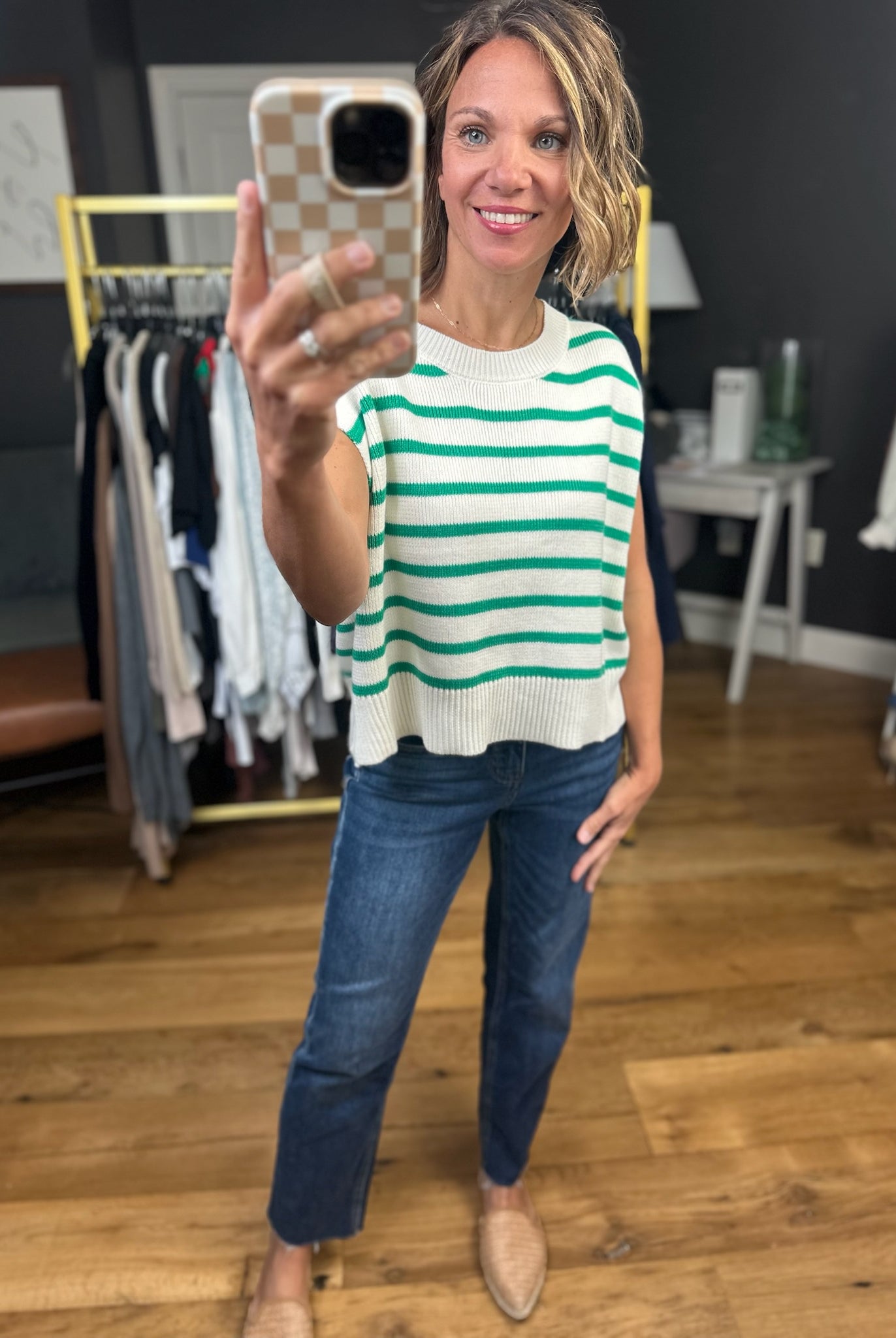 Anything In the World Striped Cap-Sleeve Knit Top - Multiple Options-Entro-Anna Kaytes Boutique, Women's Fashion Boutique in Grinnell, Iowa