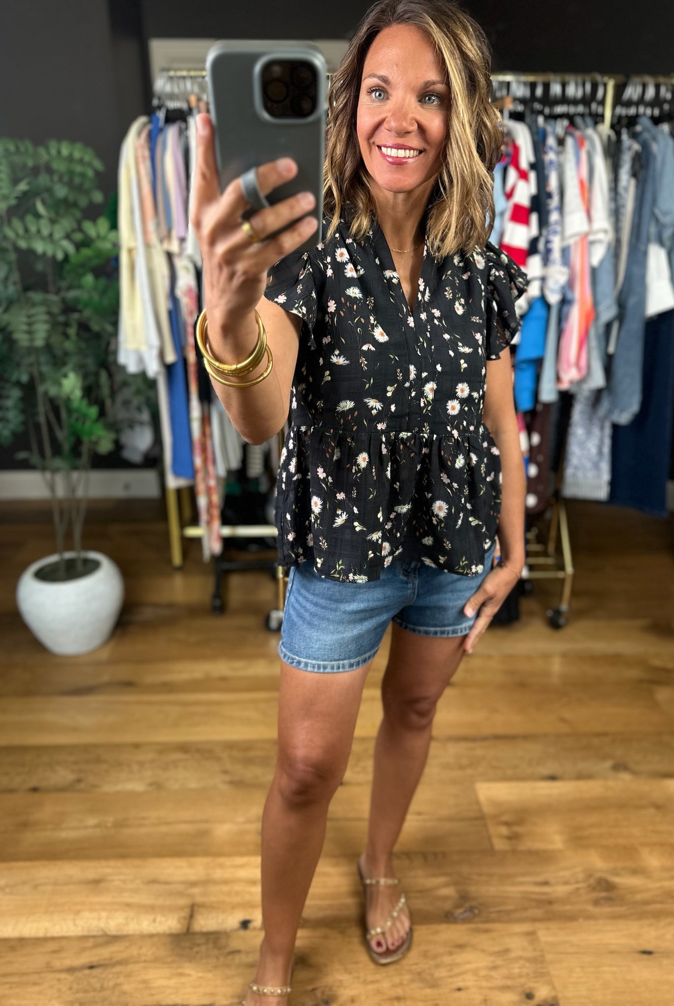 Lost In A Daydream Floral Peplum Top-Short Sleeves-Doe & Rae-Anna Kaytes Boutique, Women's Fashion Boutique in Grinnell, Iowa