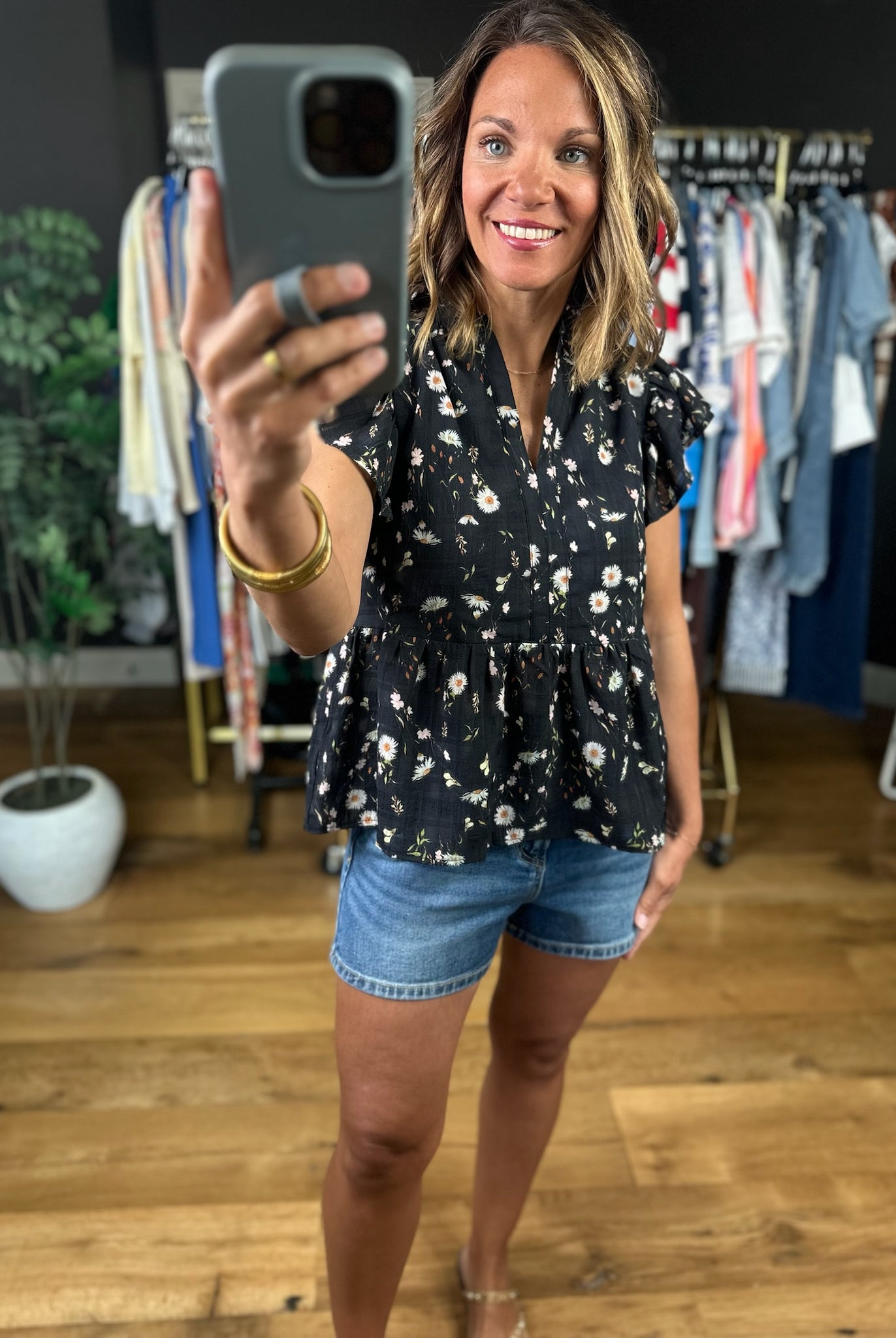 Lost In A Daydream Floral Peplum Top-Short Sleeves-Doe & Rae-Anna Kaytes Boutique, Women's Fashion Boutique in Grinnell, Iowa