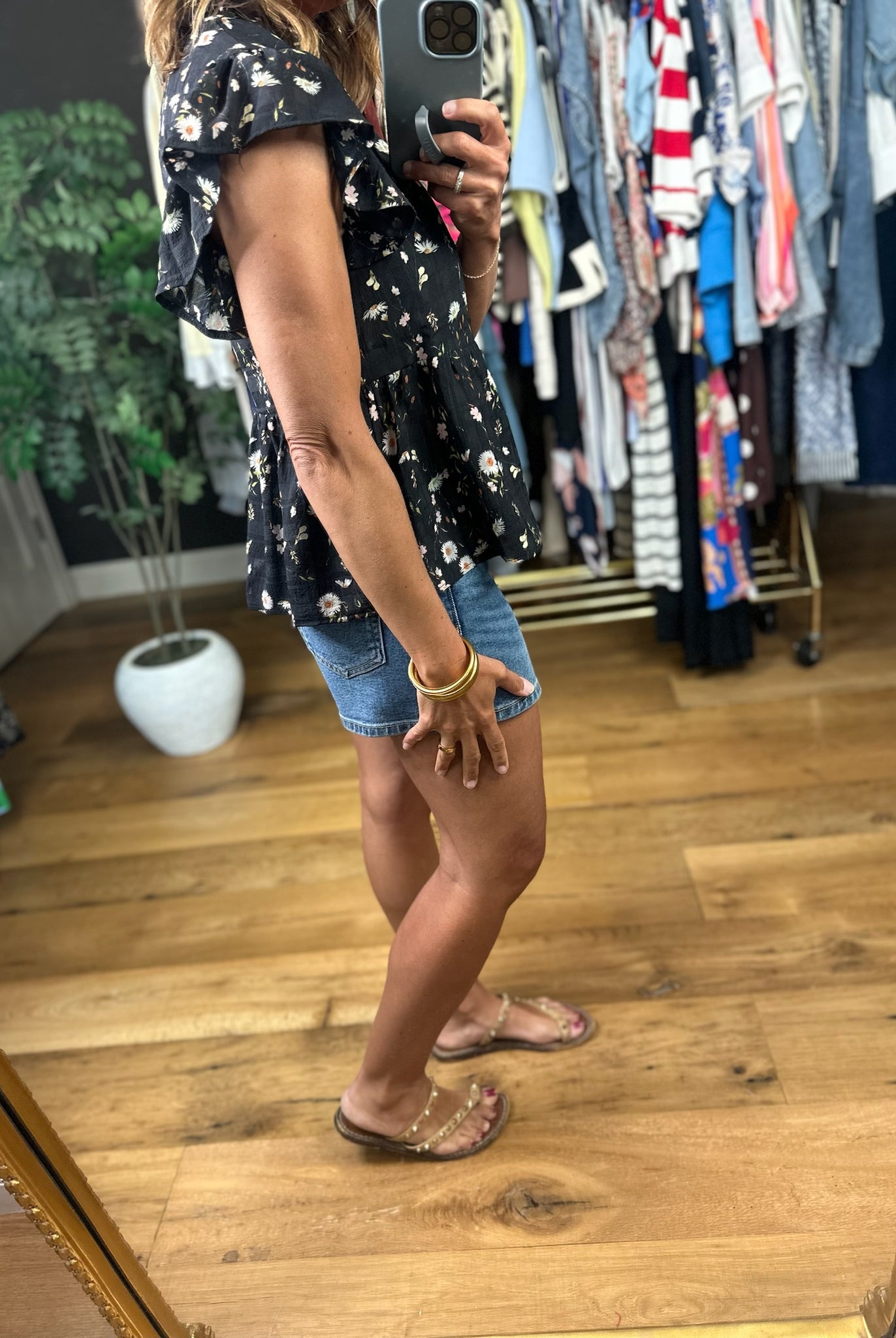 Lost In A Daydream Floral Peplum Top-Short Sleeves-Doe & Rae-Anna Kaytes Boutique, Women's Fashion Boutique in Grinnell, Iowa