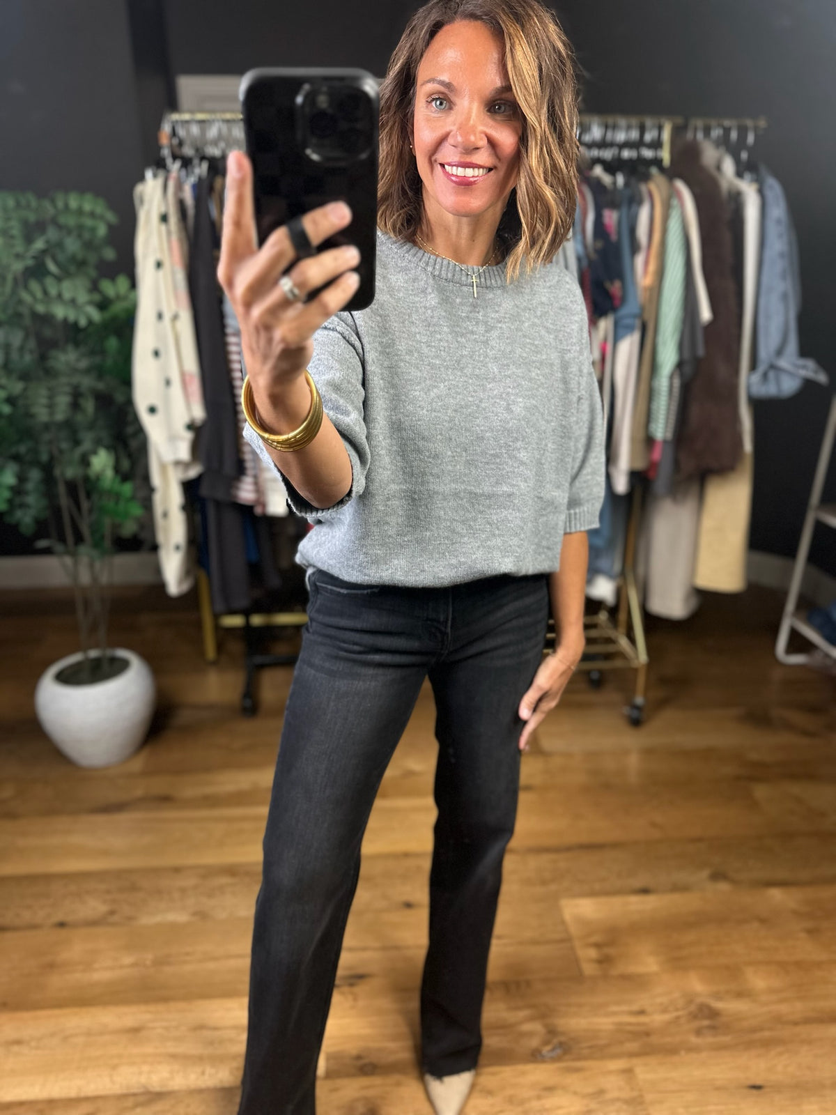 Downtown Beginnings Short Sleeve Knit Top-Sweaters-Staccato-Anna Kaytes Boutique, Women's Fashion Boutique in Grinnell, Iowa