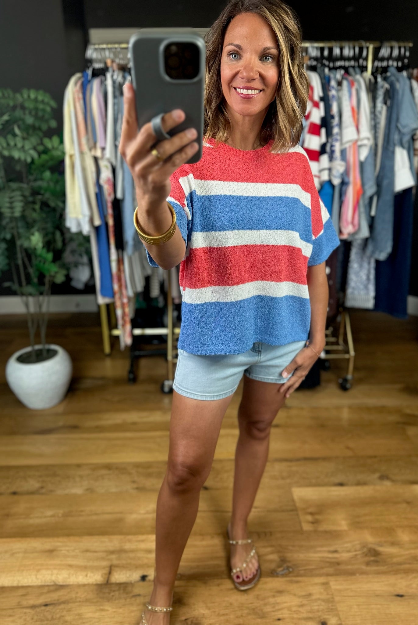 My Hero Striped Terry-Knit Top-Short Sleeves-Wishlist-Anna Kaytes Boutique, Women's Fashion Boutique in Grinnell, Iowa