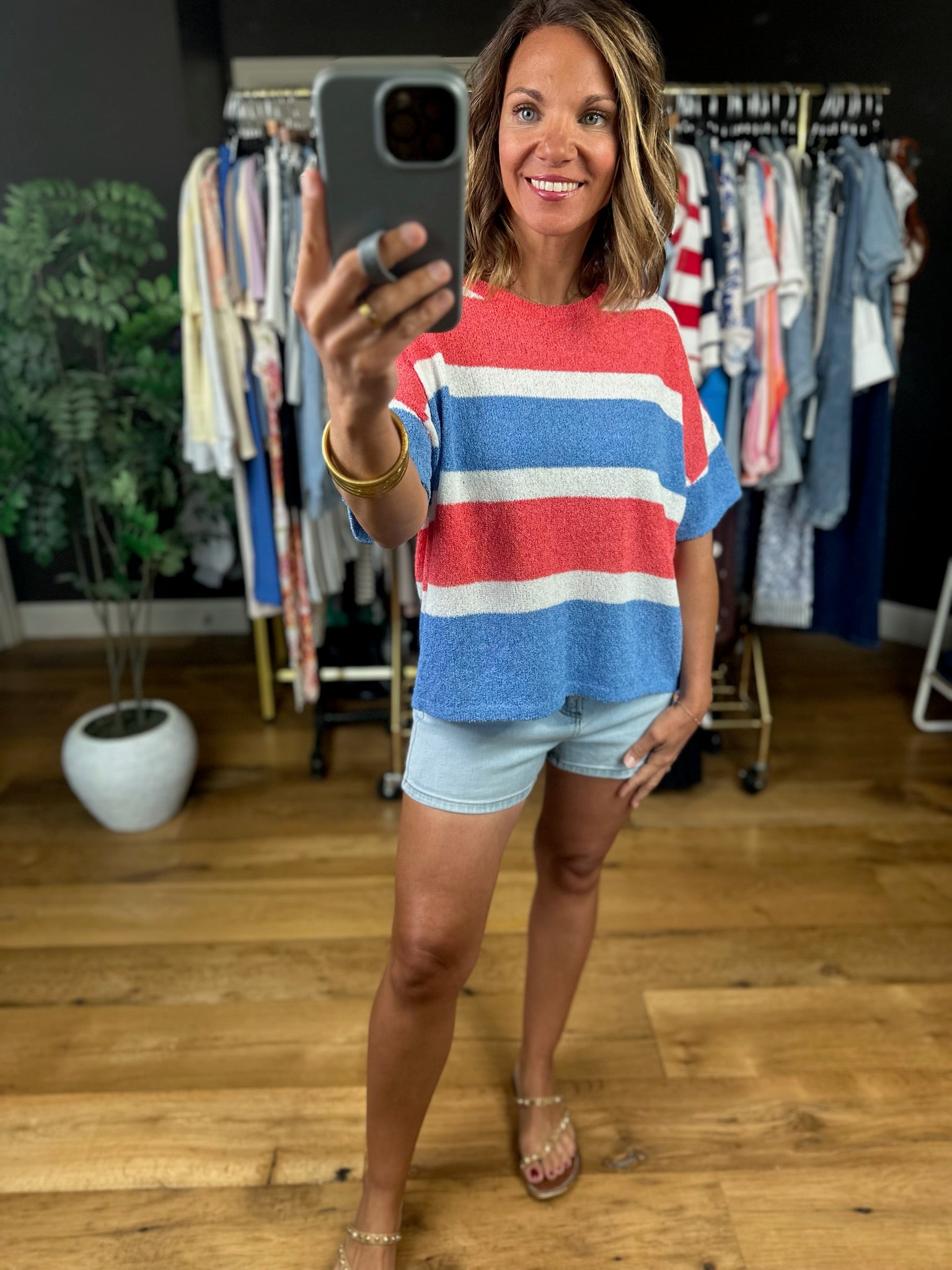 My Hero Striped Terry-Knit Top-Short Sleeves-Wishlist-Anna Kaytes Boutique, Women's Fashion Boutique in Grinnell, Iowa