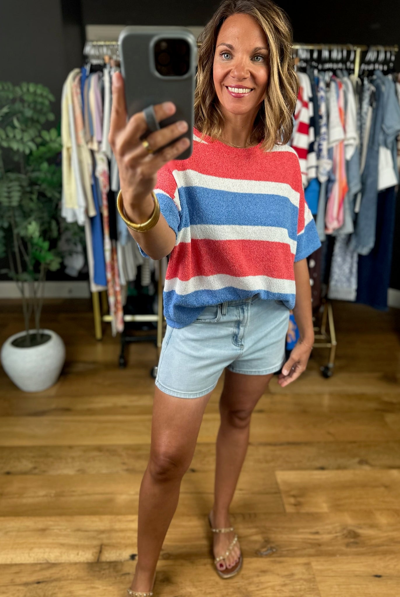 My Hero Striped Terry-Knit Top-Short Sleeves-Wishlist-Anna Kaytes Boutique, Women's Fashion Boutique in Grinnell, Iowa