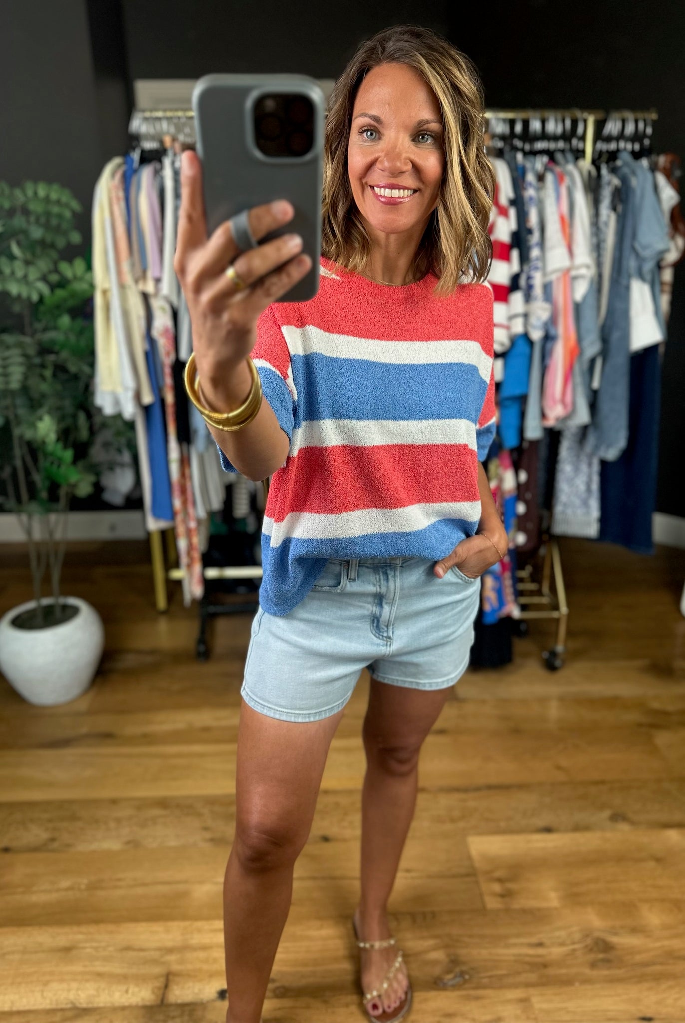 My Hero Striped Terry-Knit Top-Short Sleeves-Wishlist-Anna Kaytes Boutique, Women's Fashion Boutique in Grinnell, Iowa