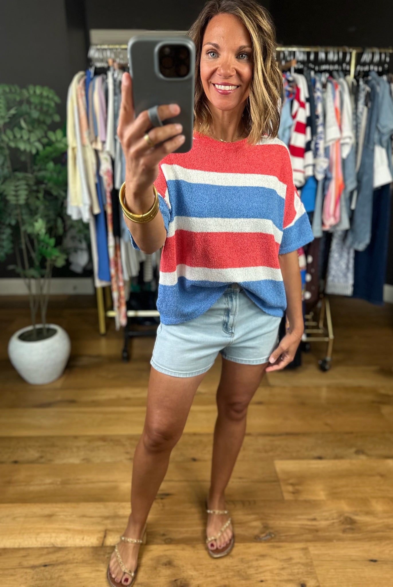 My Hero Striped Terry-Knit Top-Short Sleeves-Wishlist-Anna Kaytes Boutique, Women's Fashion Boutique in Grinnell, Iowa