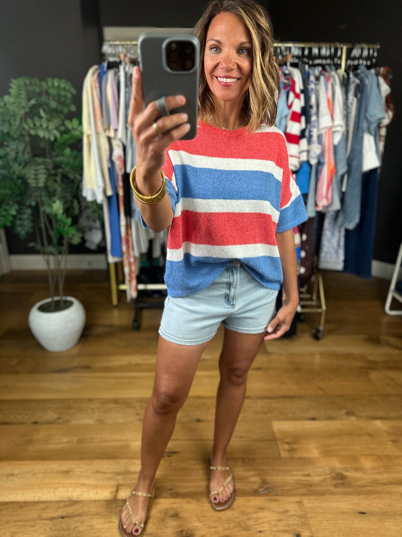 My Hero Striped Terry-Knit Top-Short Sleeves-Wishlist-Anna Kaytes Boutique, Women's Fashion Boutique in Grinnell, Iowa