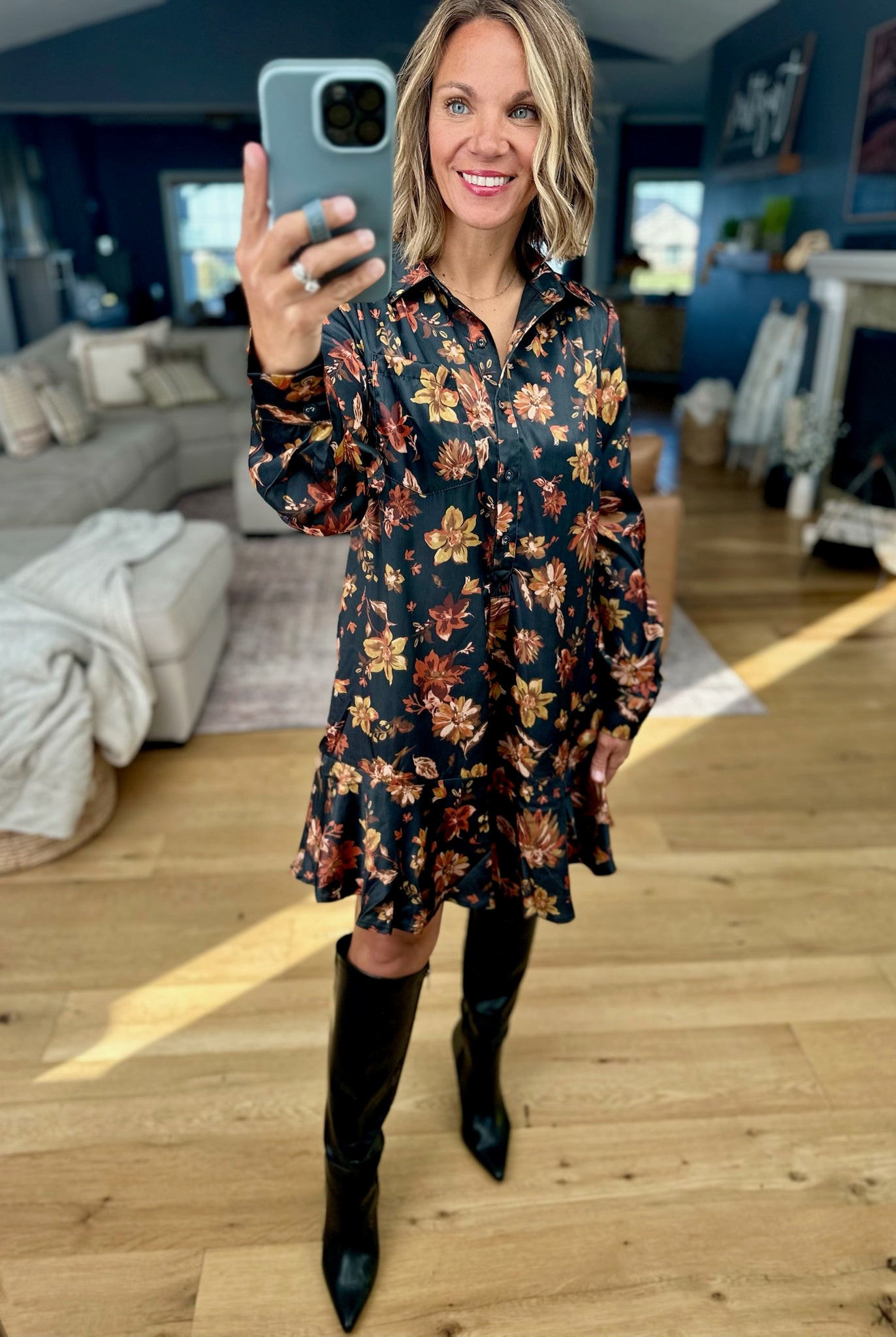 New Way Out Floral Drop-Waist Button-Down Dress-Doe & Rae-Anna Kaytes Boutique, Women's Fashion Boutique in Grinnell, Iowa